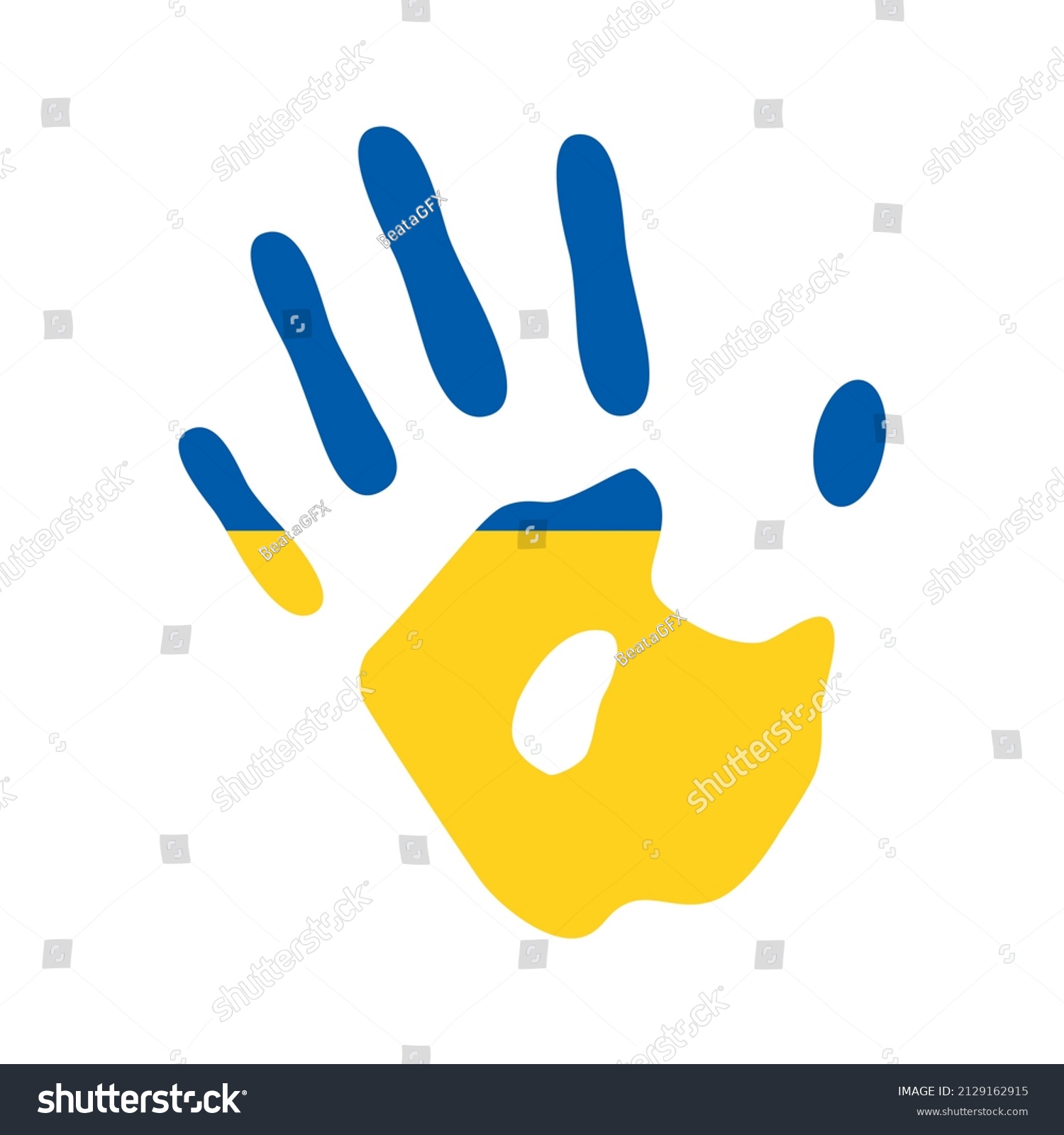 Handprint Colors Ukraine Flag Vector Russoukrainian Stock Vector ...