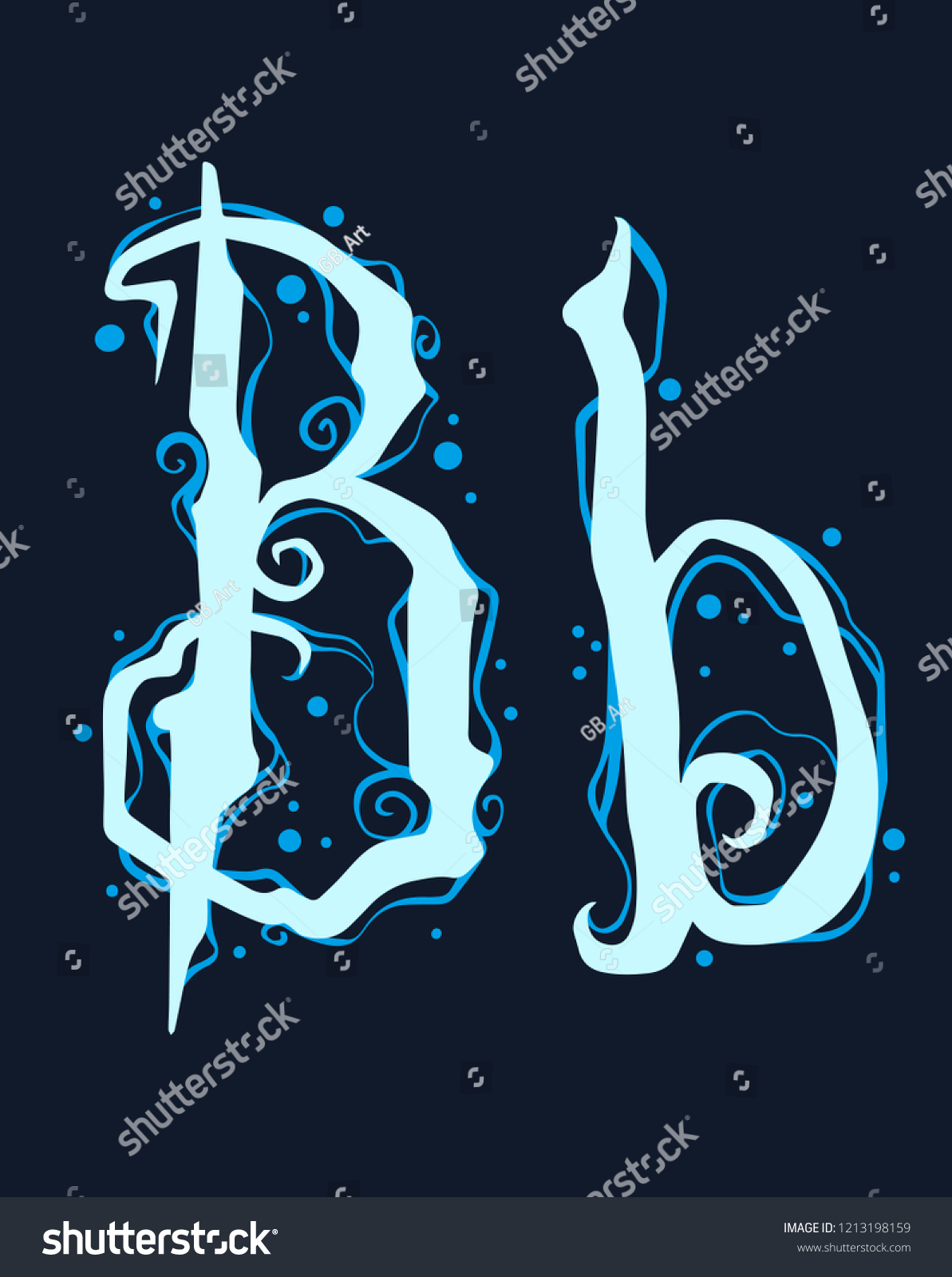Handrawn Design Font Blue Gothic Curly Stock Vector Royalty Free 1213198159