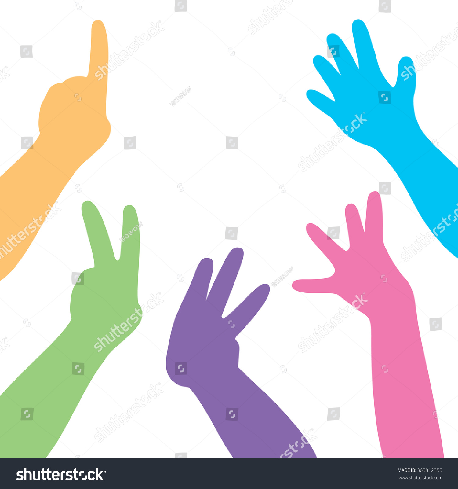 Hands Fingers Numbers Countdown Stock Vector (Royalty Free) 365812355
