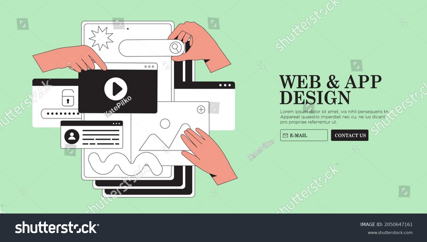 SVG of Hands are working on website or web page, ui ux design or mobile application redesign. Studio or agency prototyping or coding web page. Mobile app development vector illustration in outline style. svg