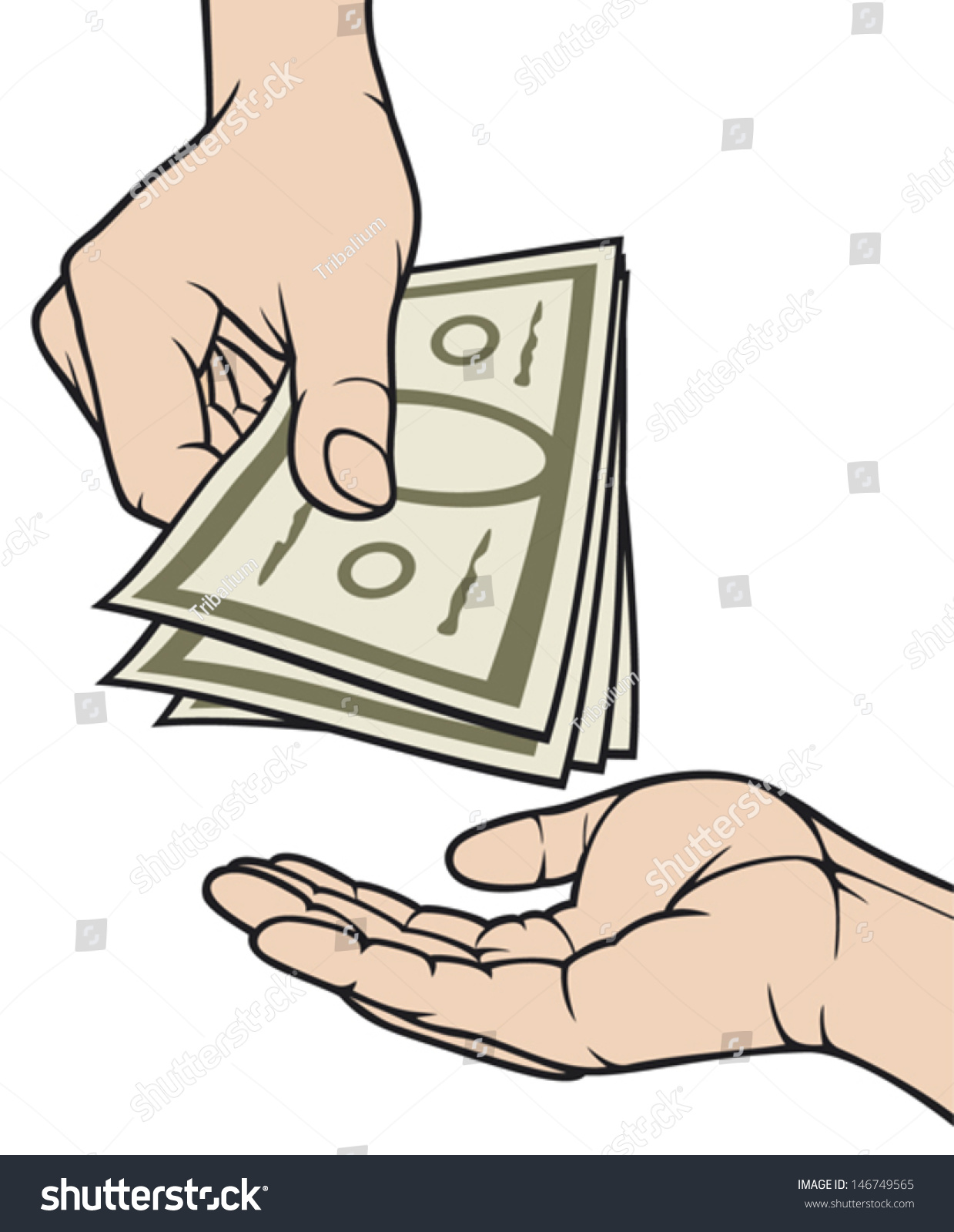 Hands Giving And Receiving Money Stock Vector Illustration 146749565 ...