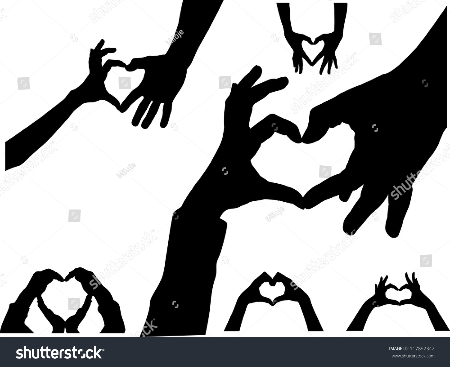 Hands Heart Silhouette Stock Vector Illustration 117892342 : Shutterstock