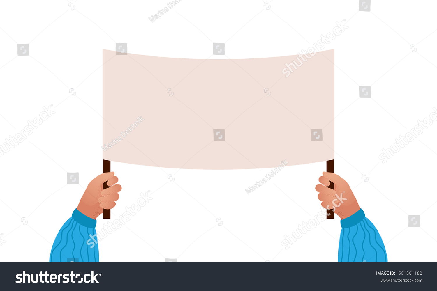 Hands Holding Blank Placard Vector Illustration Stock Vector Royalty