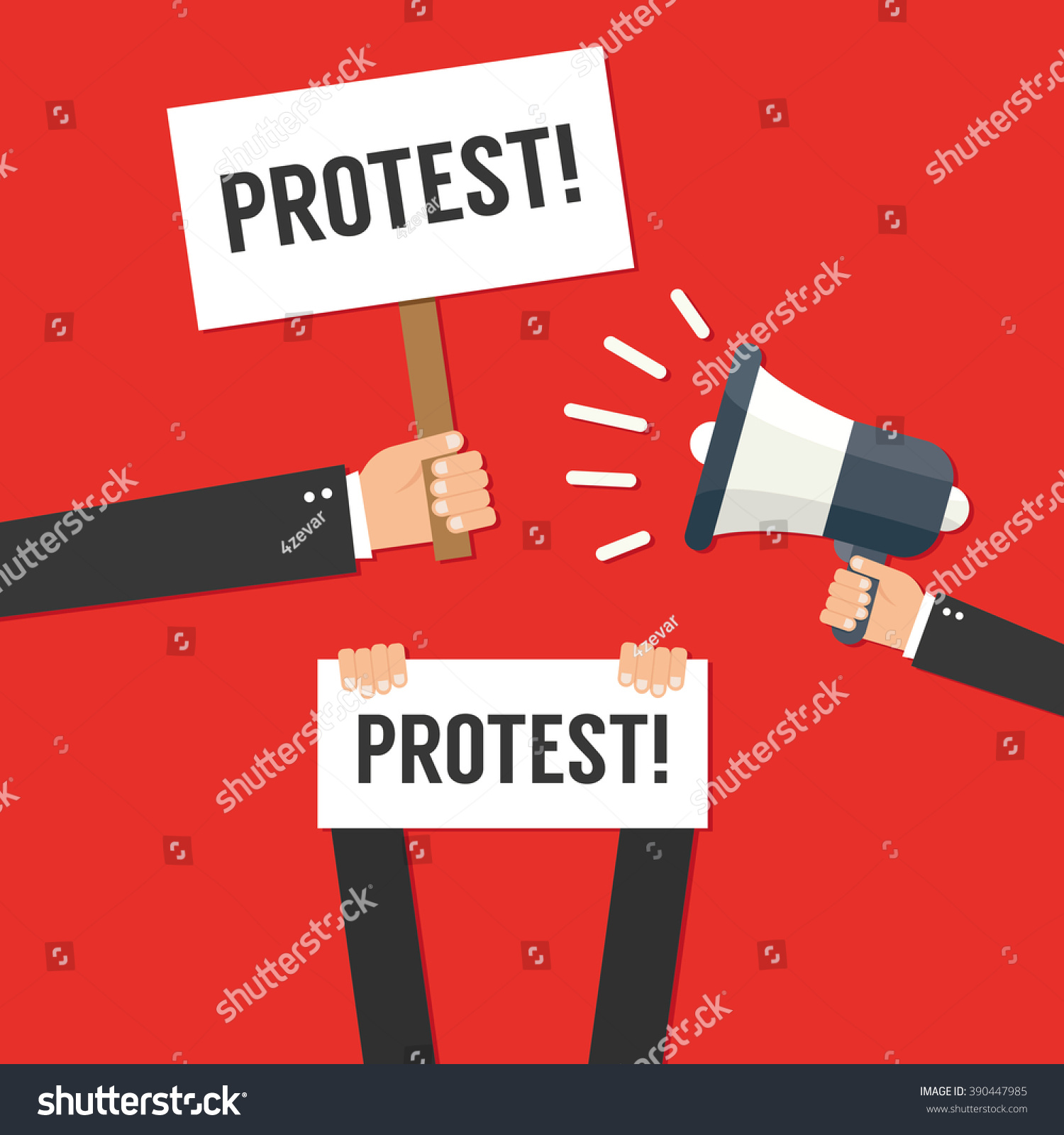 Hands Holding Protest Signs Stock Vector 390447985 : Shutterstock