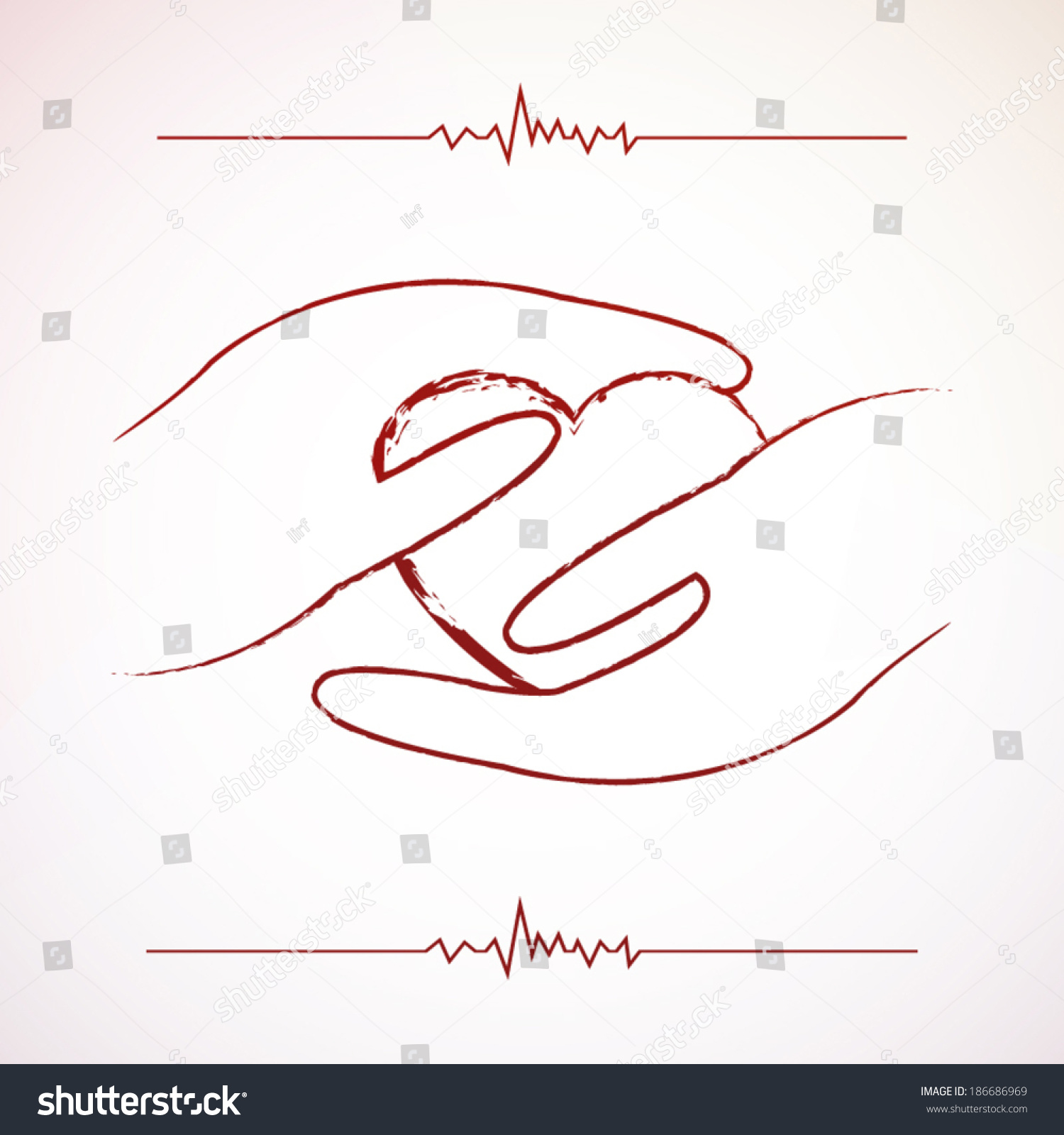 Hands Holding Red Heart Hand Drawing Stock Vector (Royalty Free