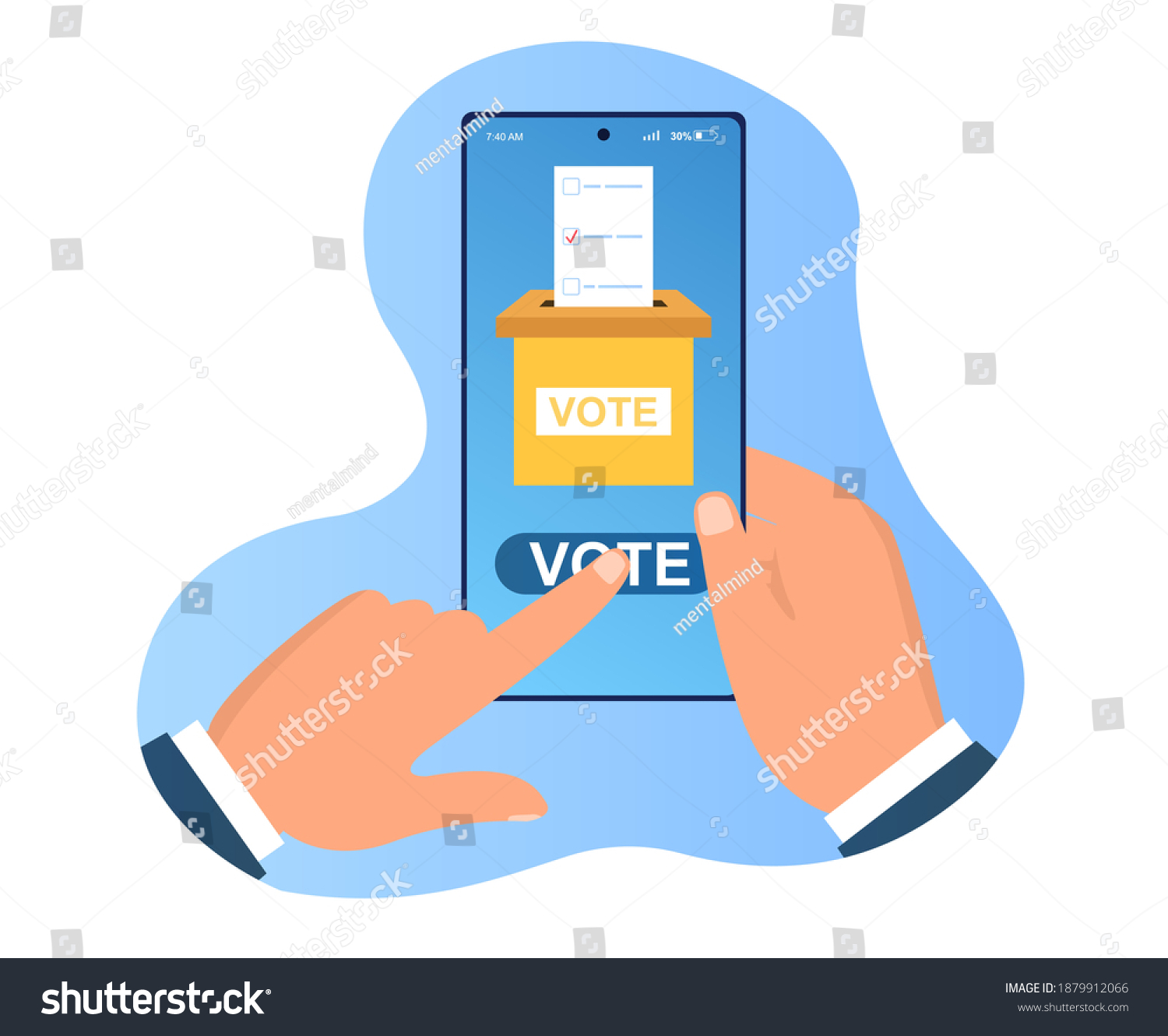 Hands Holding Smartphone Voting App On Stock Vector (Royalty Free ...