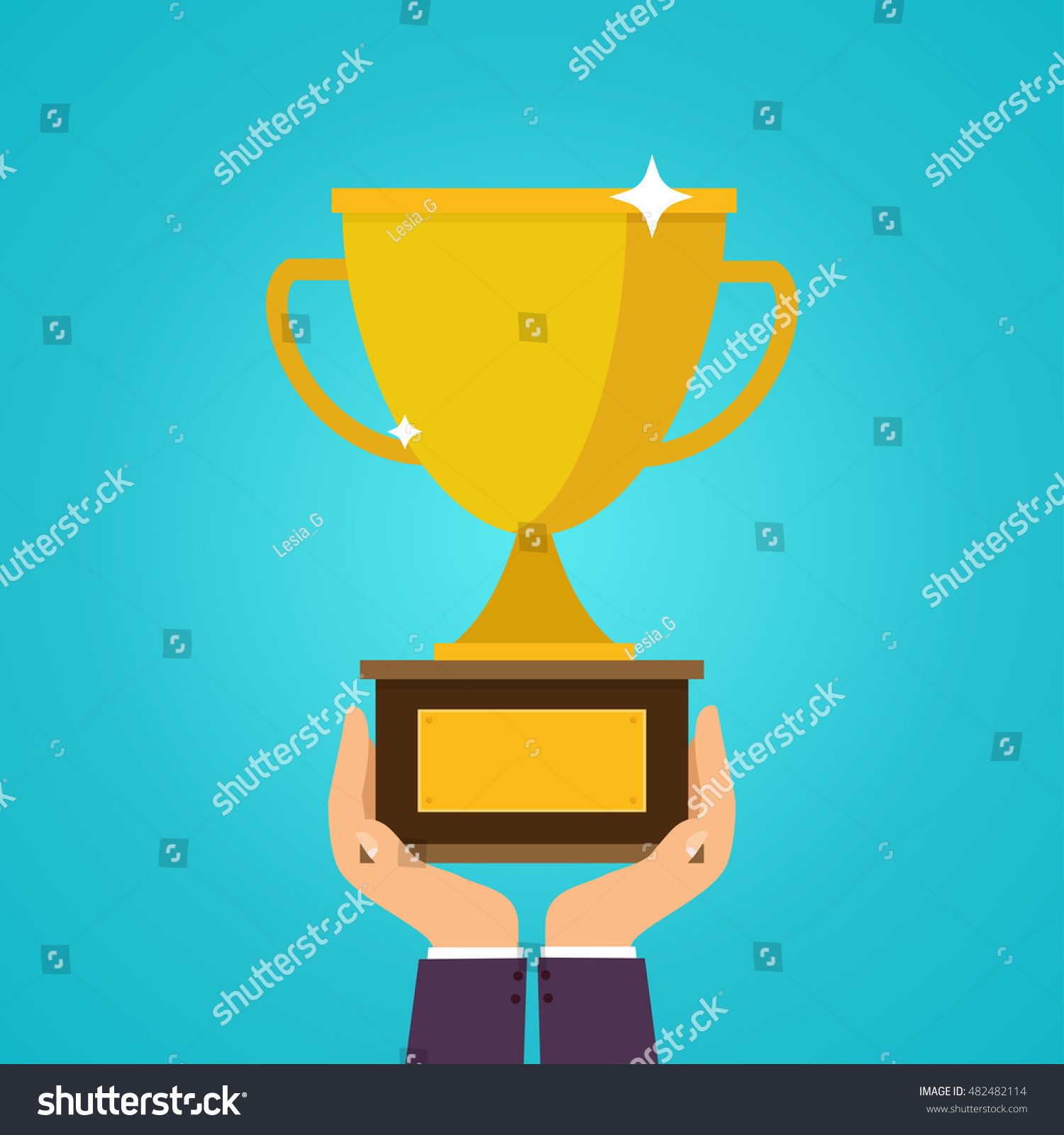 Hands Holding Winners Cups Symbol Success Stock Vector (Royalty Free ...