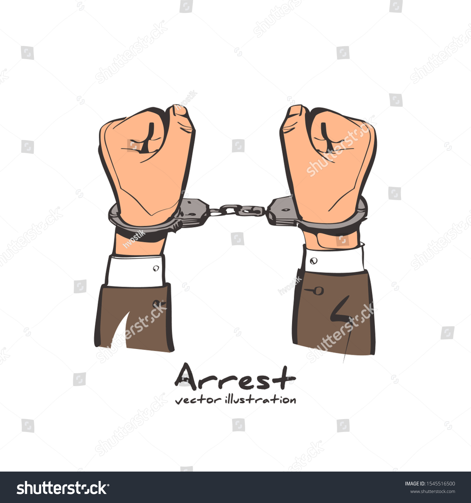 Hands Handcuffs Sketch Style Human Jail Stock Vector (Royalty Free ...