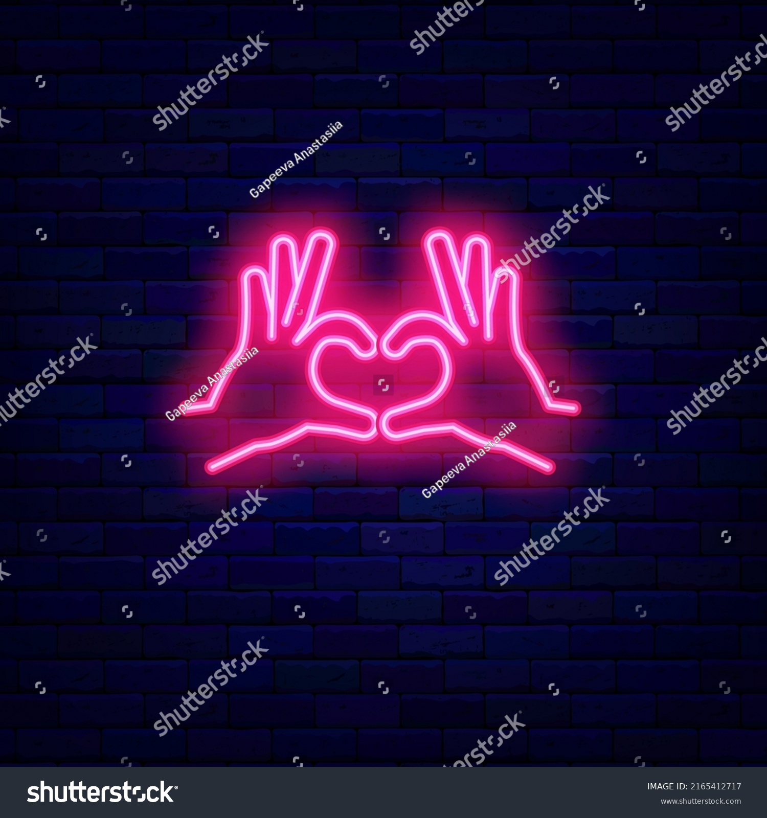 Hands Heart Pose Neon Icon Wedding Stock Vector (Royalty Free ...