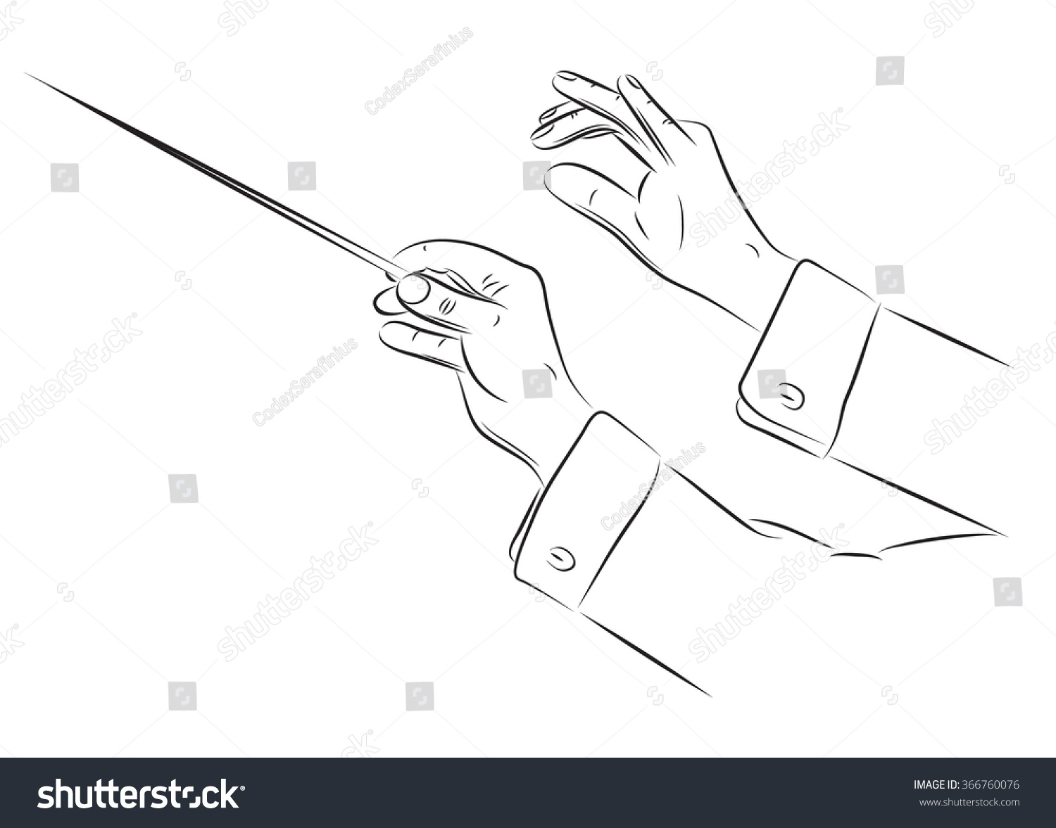 Hands Conductor Orchestra Vector Line Illustration Stock Vector Royalty Free