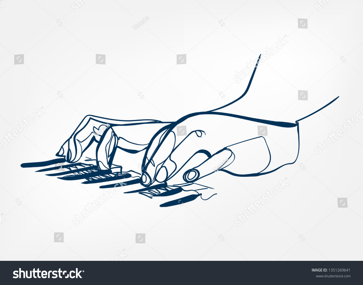 Hands Piano Keys Synthesizer Sketch Line Stock Vector Royalty Free 1351269641 3286