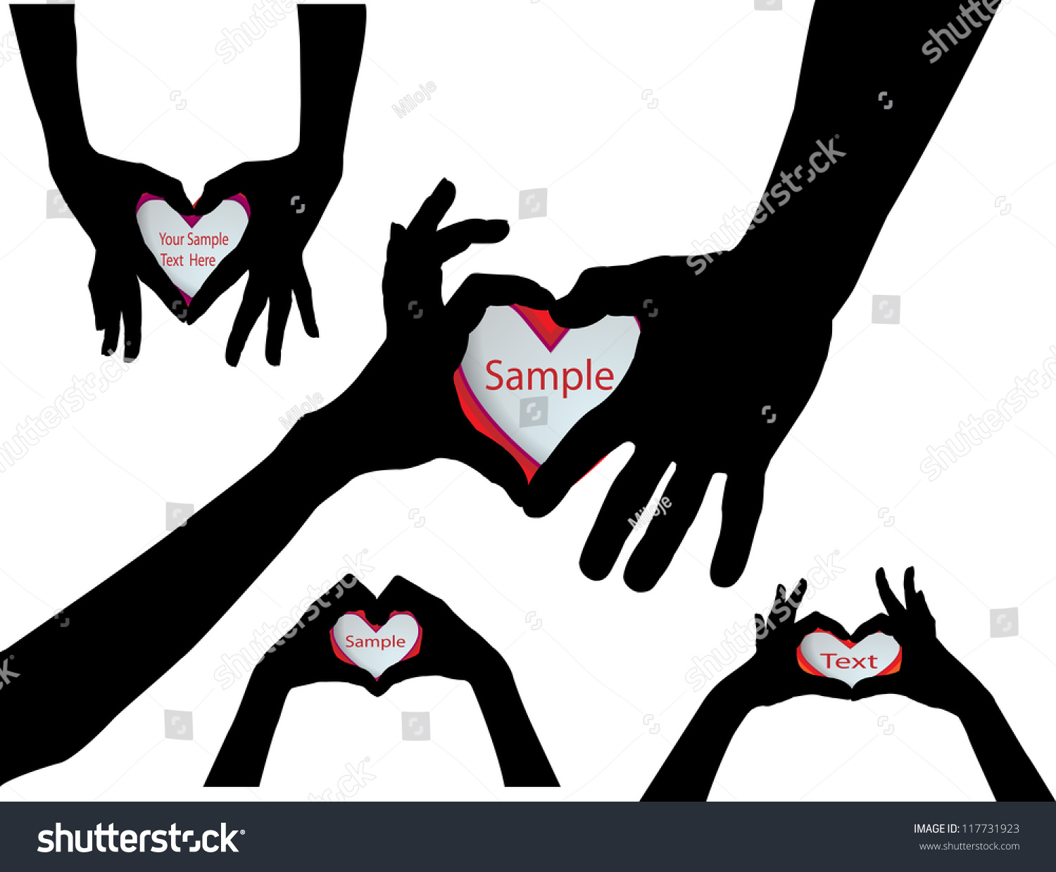 Hands Silhouettes With Hearts Stock Vector Illustration 117731923 ...