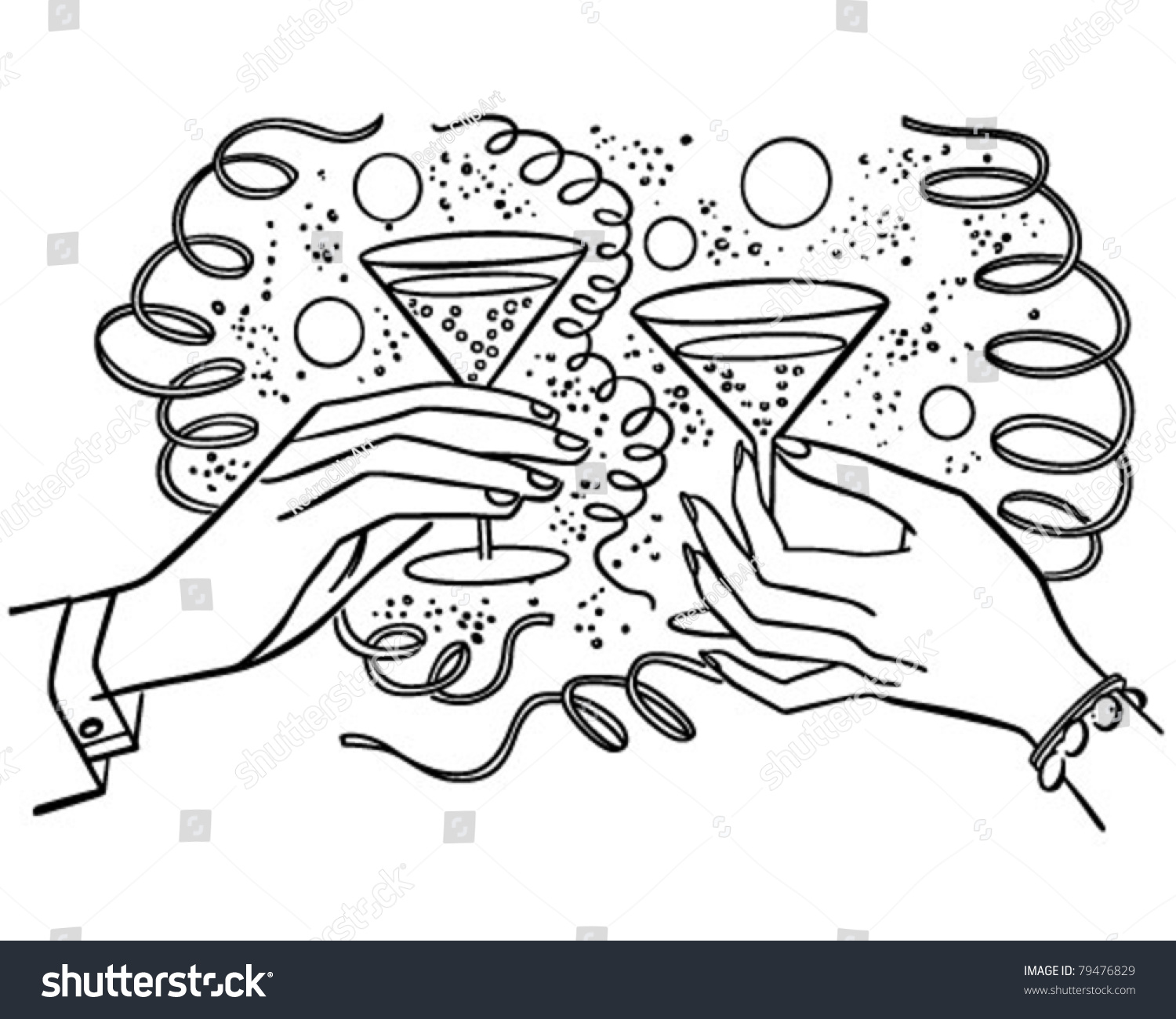 SVG of Hands Toasting Drinks - Retro Clipart Illustration svg