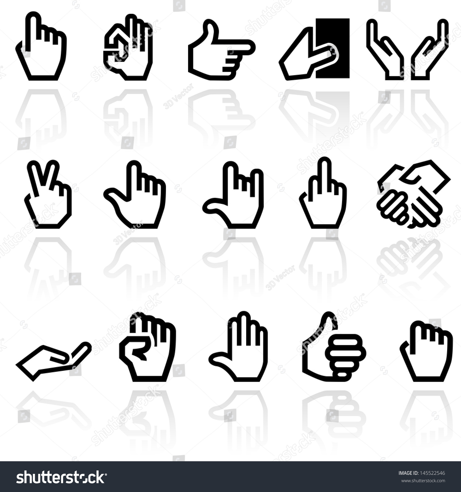 Vector Cartoon Hands Gestures Icon Set Stock Vector Illustration Of