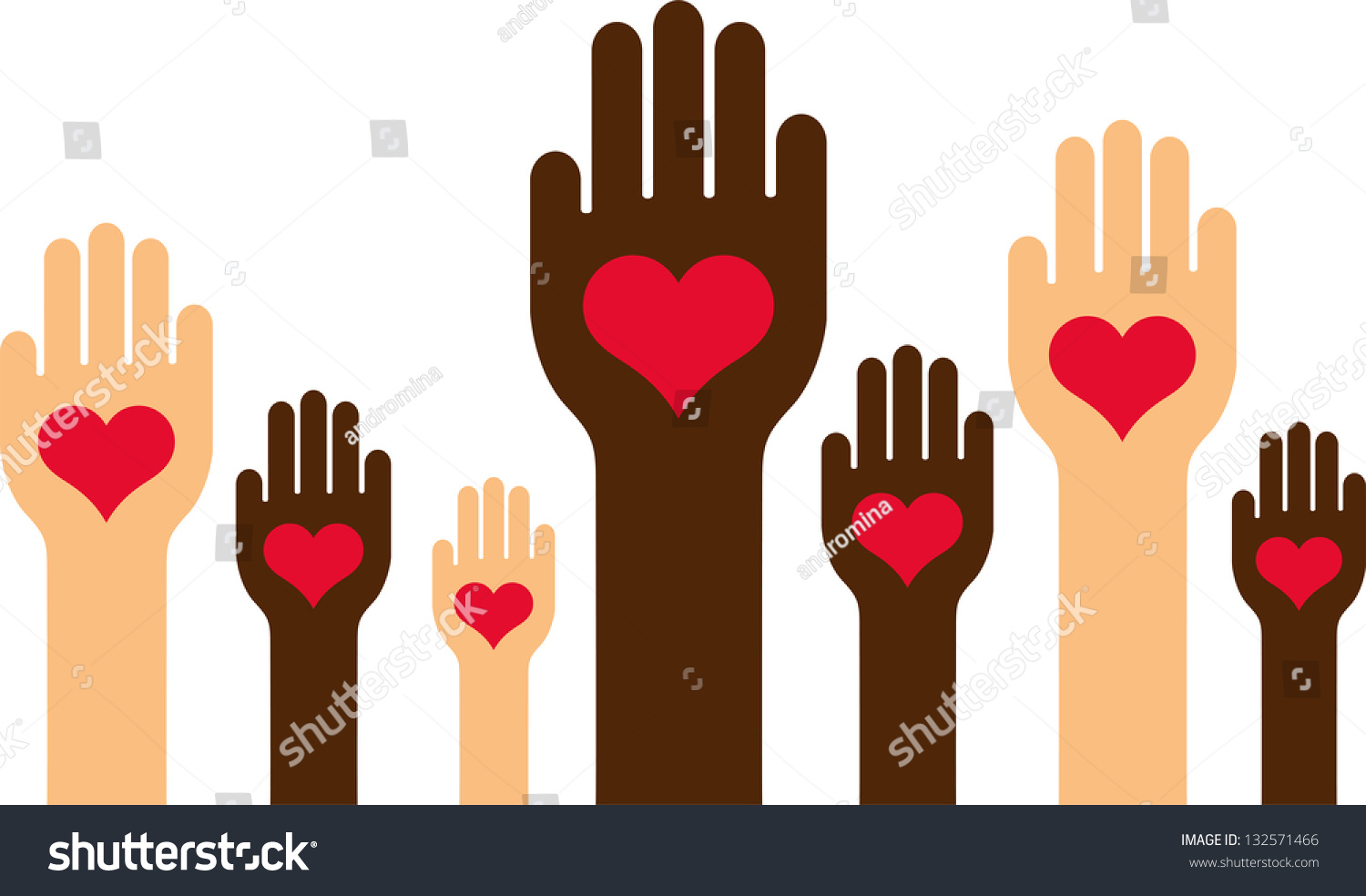 Hands With A Heart In The Middle Of The Palm Stock Vector Illustration ...