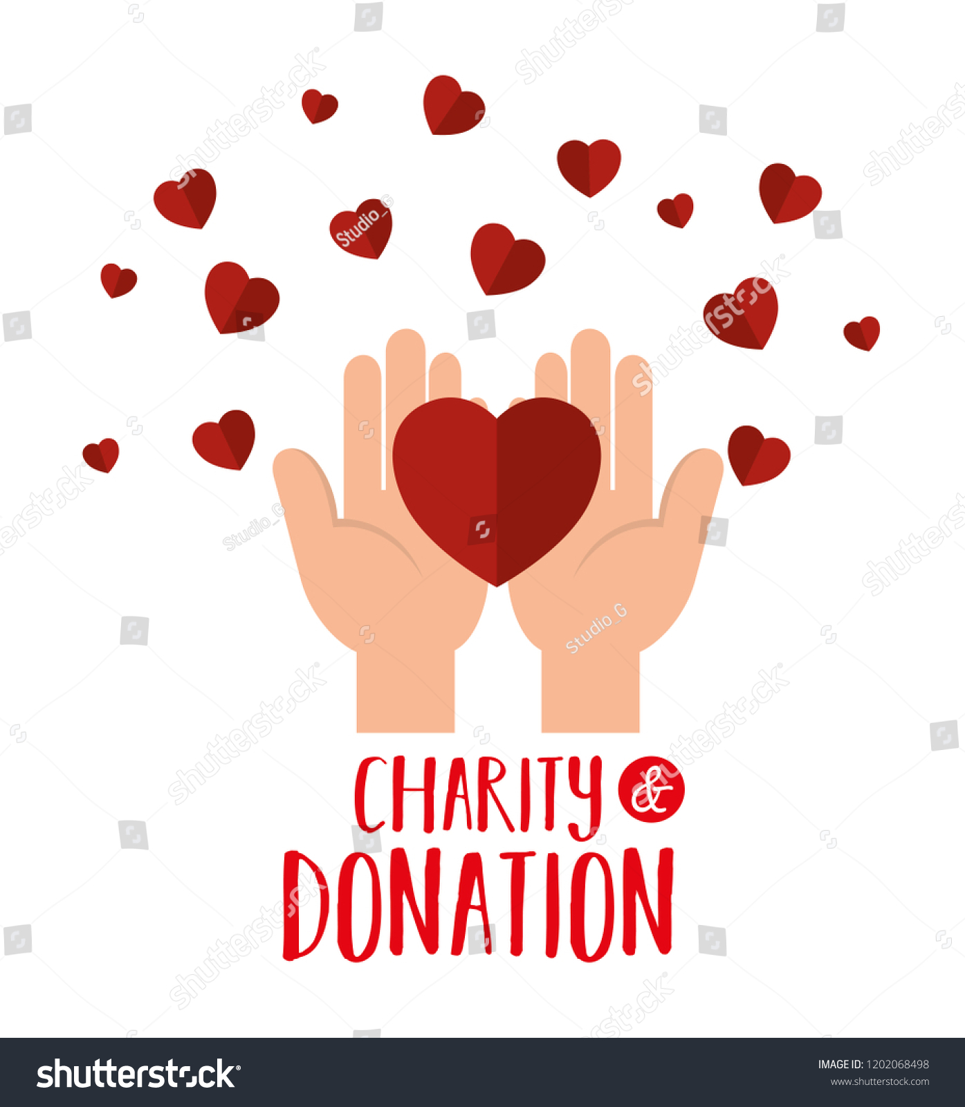 Hands Hearts Charity Donation Stock Vector (Royalty Free) 1202068498 ...