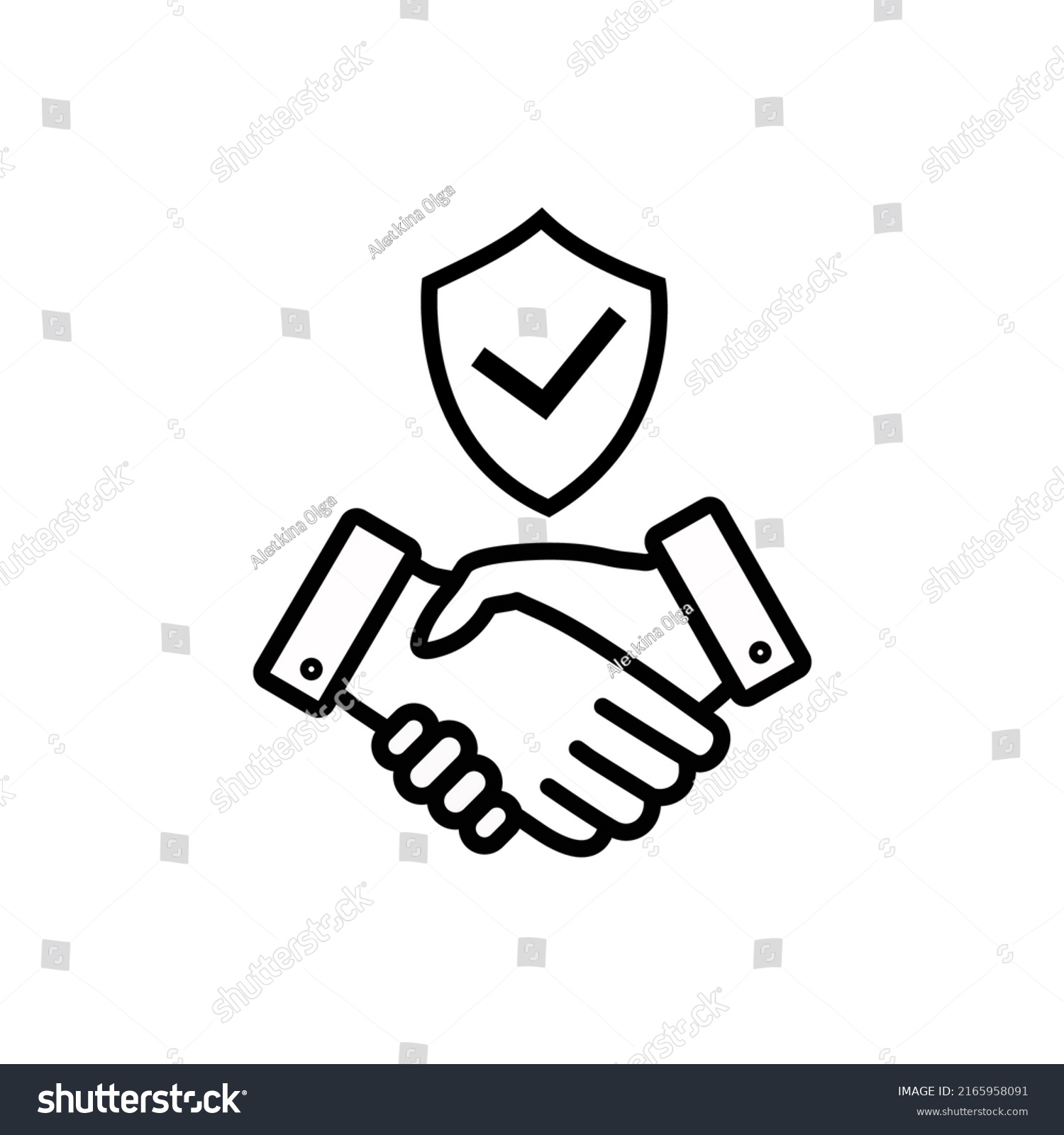 Handshake Shield Icon Business Agreement Check Stock Vector (Royalty ...