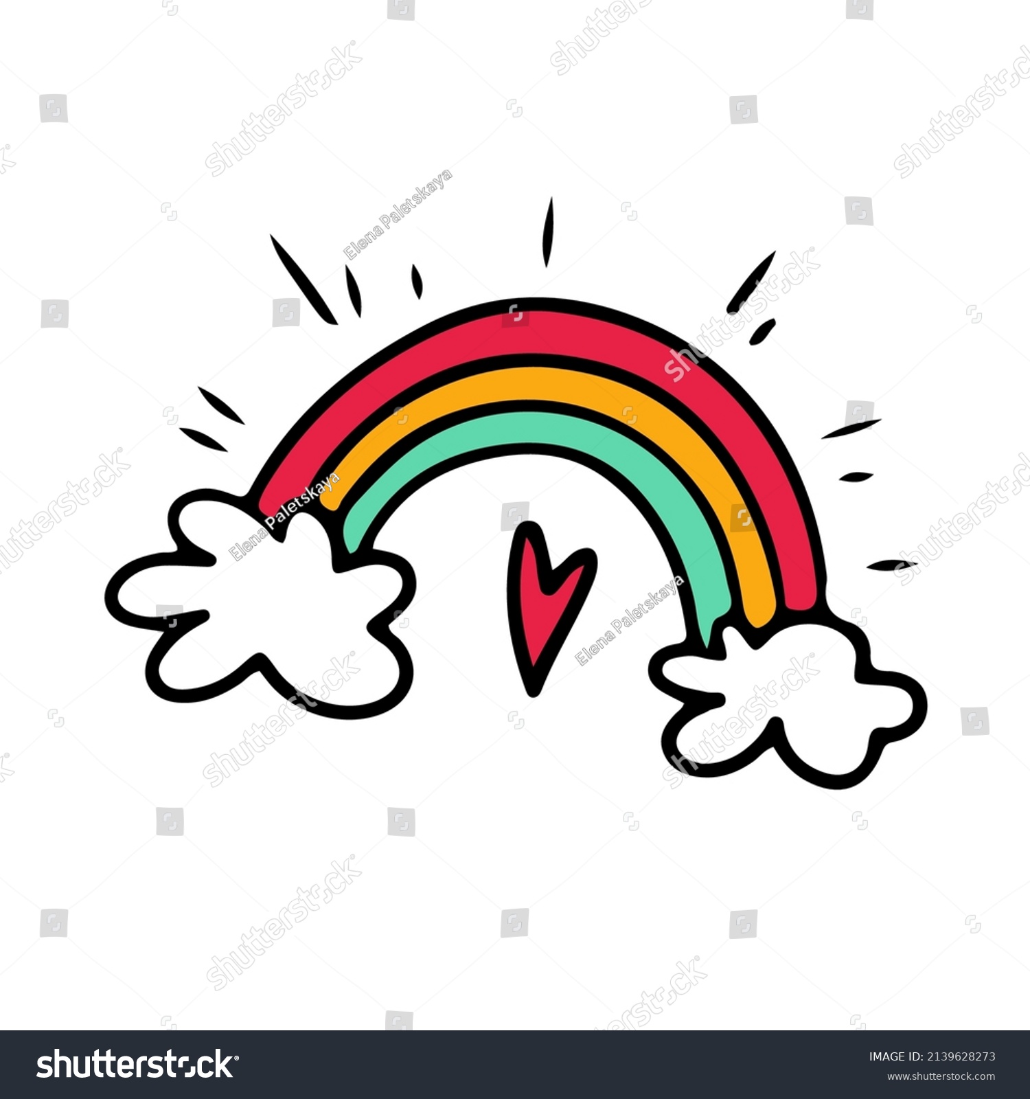 Handsketched Ink Doodle Bright Rainbow Sketchy Stock Vector (Royalty ...