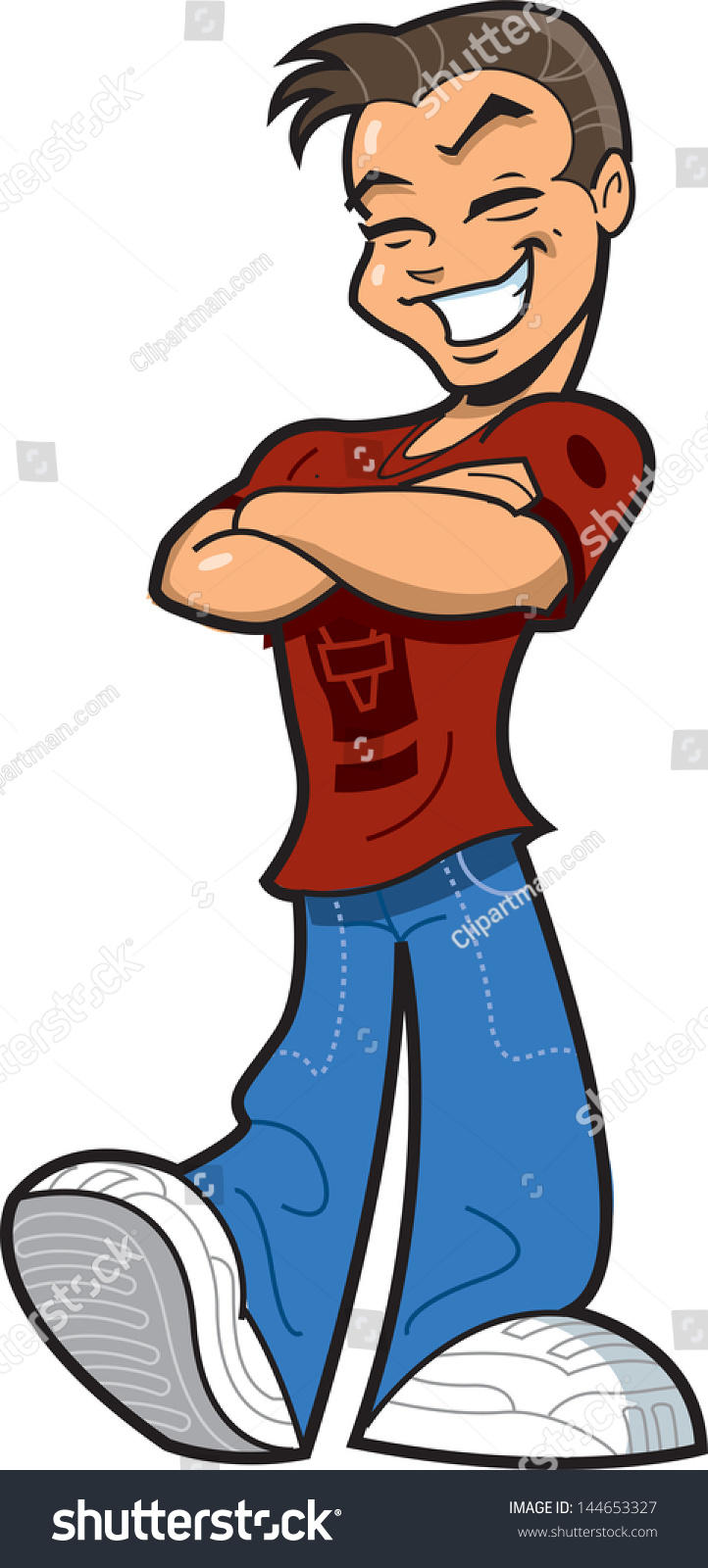 Handsome Smiling Teenage Boy Arms Crossed Stock Vector (Royalty Free ...