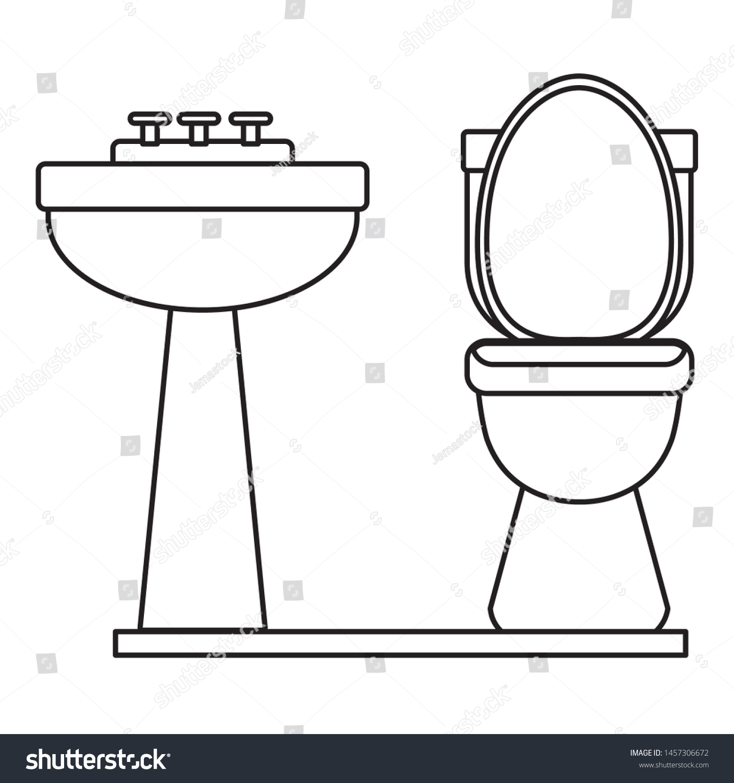 Handwashing Toilet Icon Cartoon Black White Stock Vector (Royalty Free ...