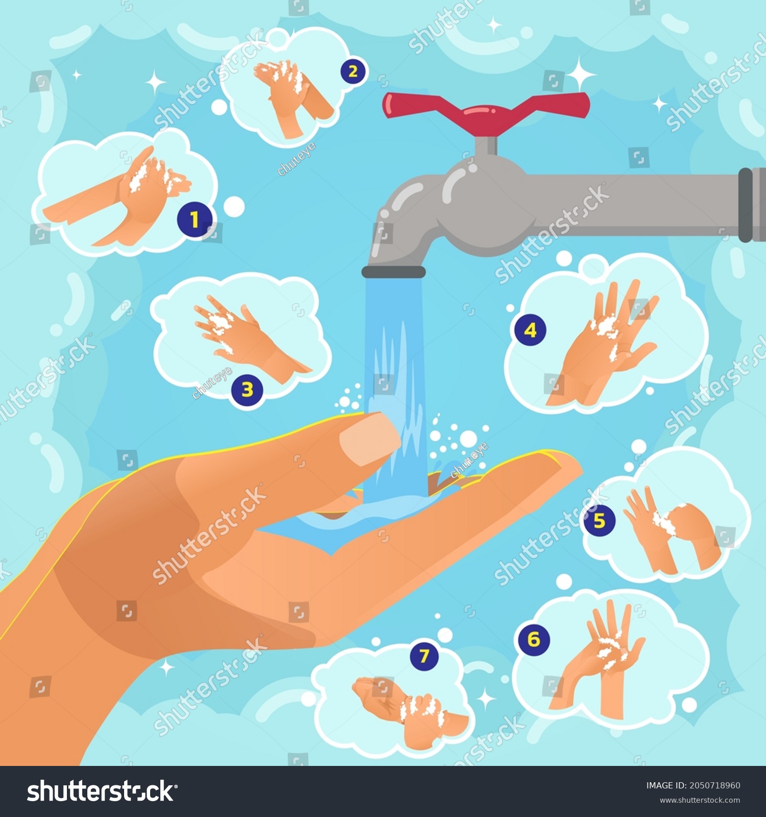 Handwashing Day Handwashing Illustration Water Washing Stock Vector Royalty Free 2050718960 1072