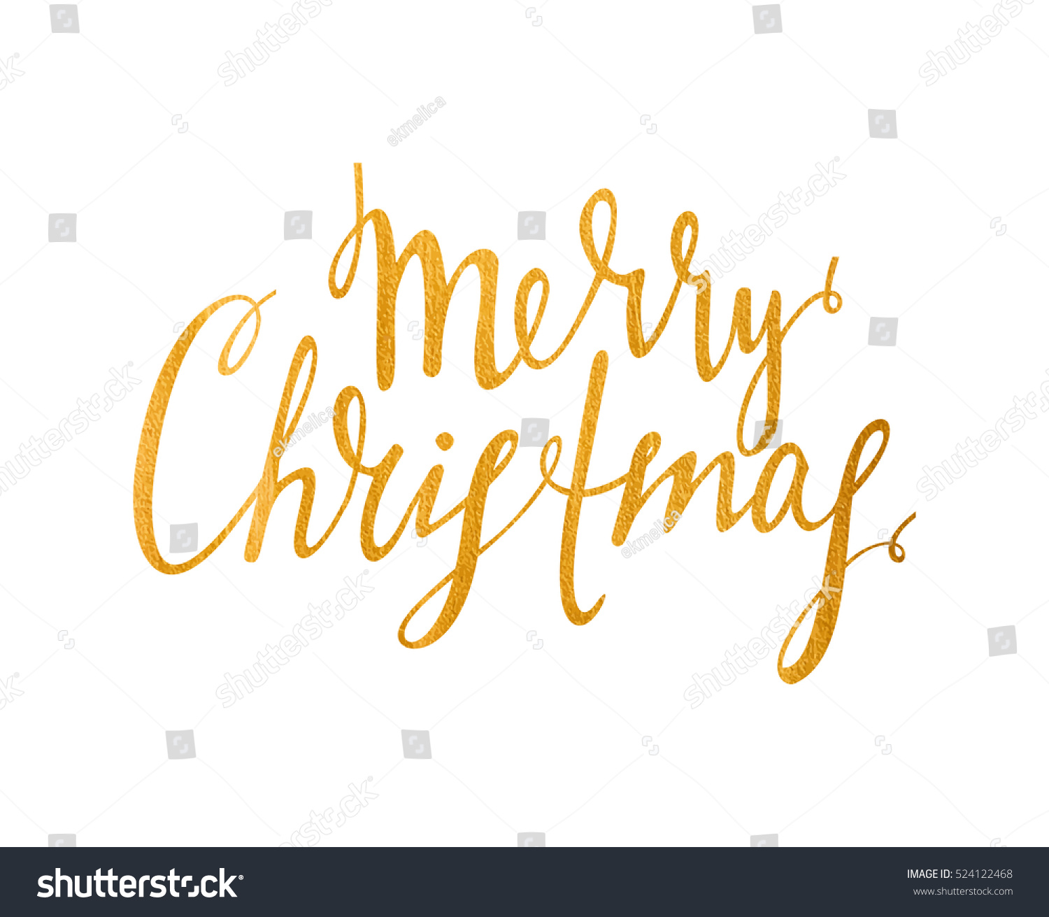 Handwriting Calligraphic Inscription Merry Christmas Gold Stock Vector ...