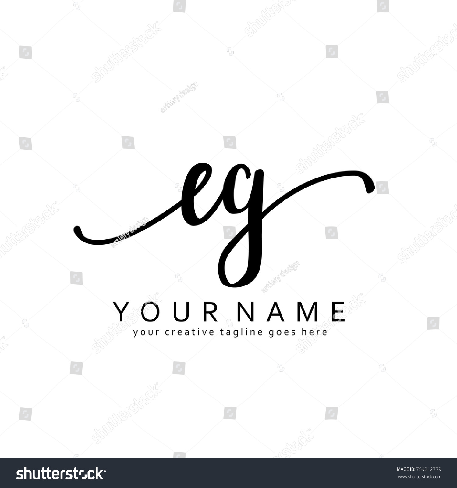 Handwriting E G Initial Logo Template Stock Vector Royalty Free