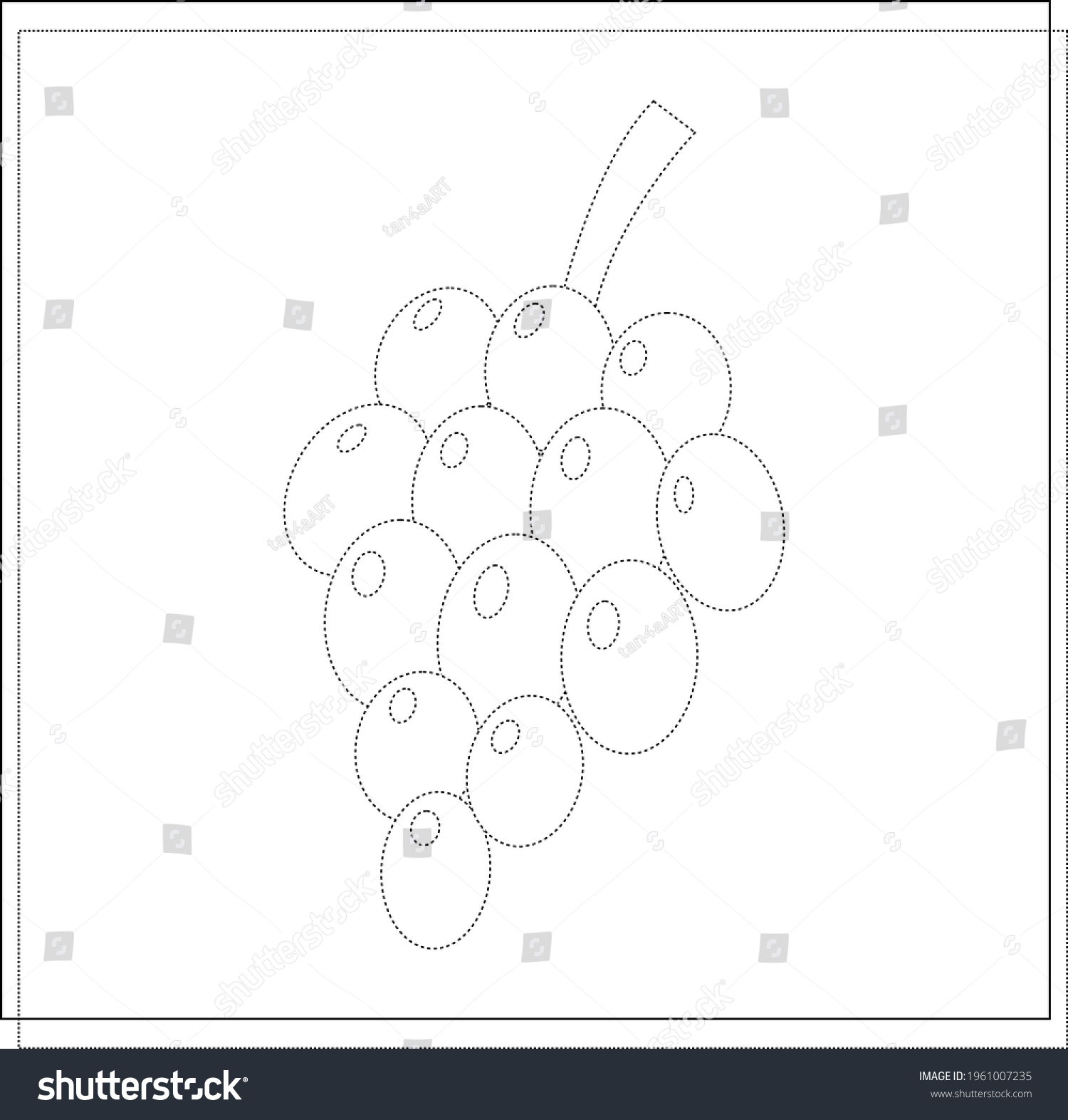 Handwriting Practice Children Grapes Sketch Vector Stock Vector ...