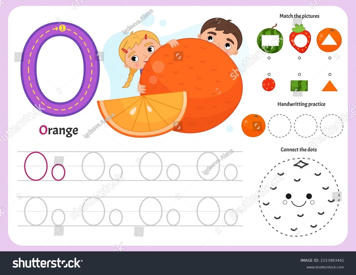 Handwriting Practice Sheet Basic Writing Educational Stock Vector ...