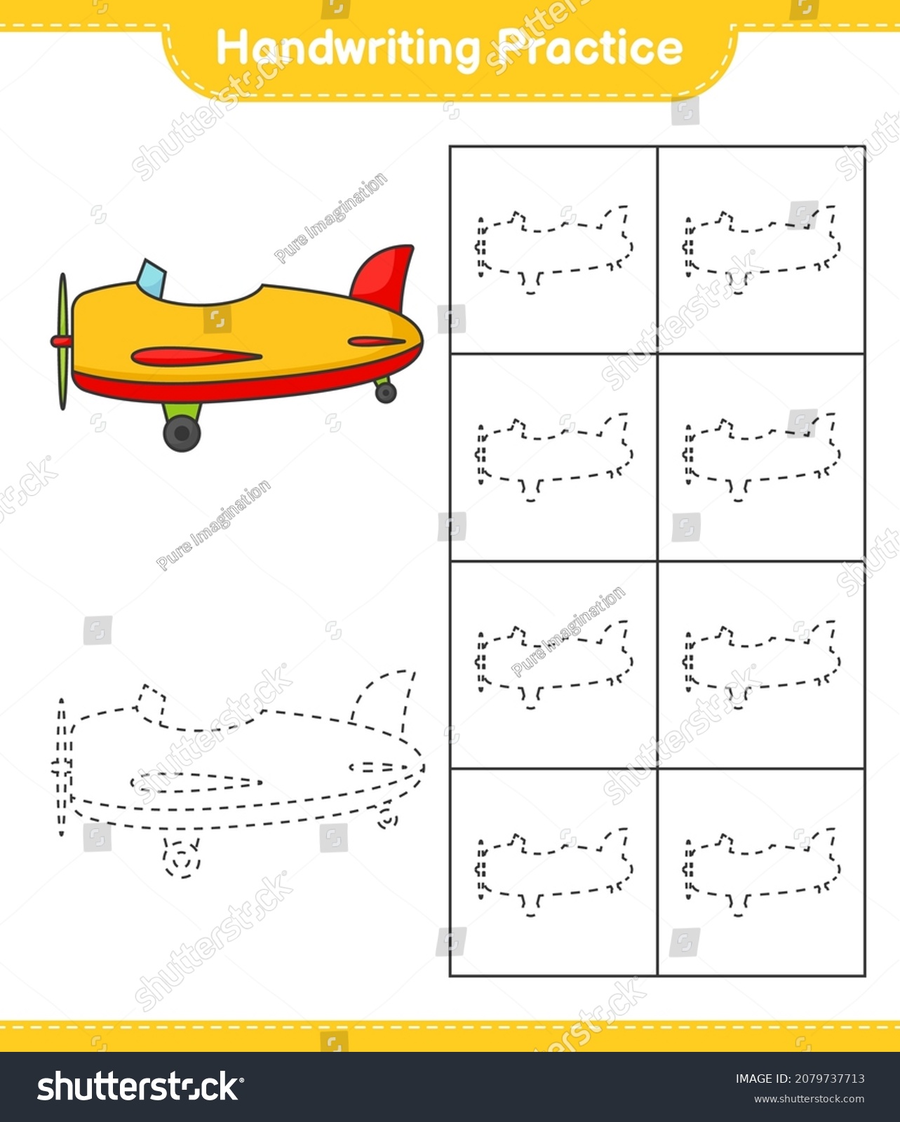 Handwriting Practice Tracing Lines Plane Educational Stock Vector ...