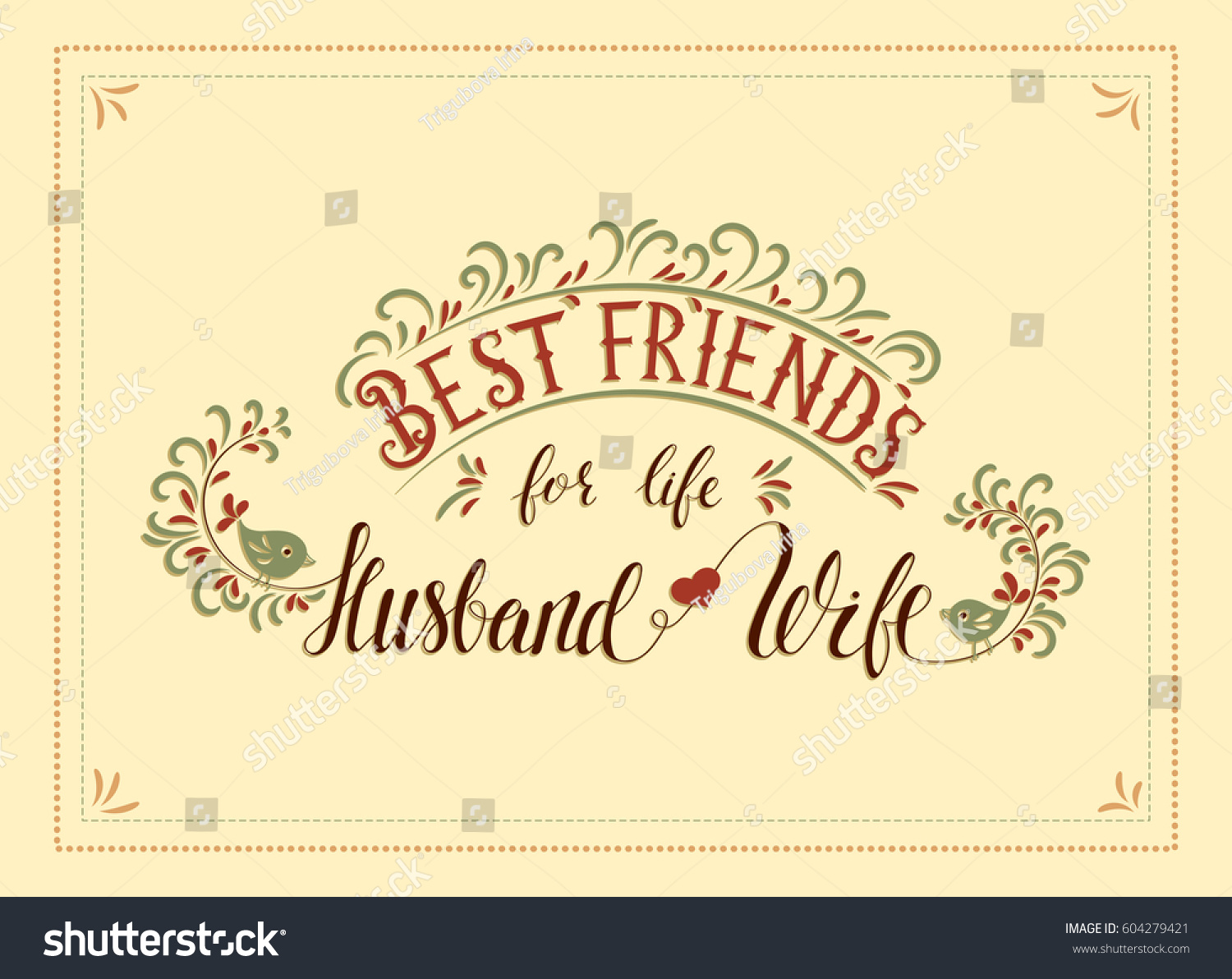 Handwriting vector lettering quote Best friends for life husband and wife Married life