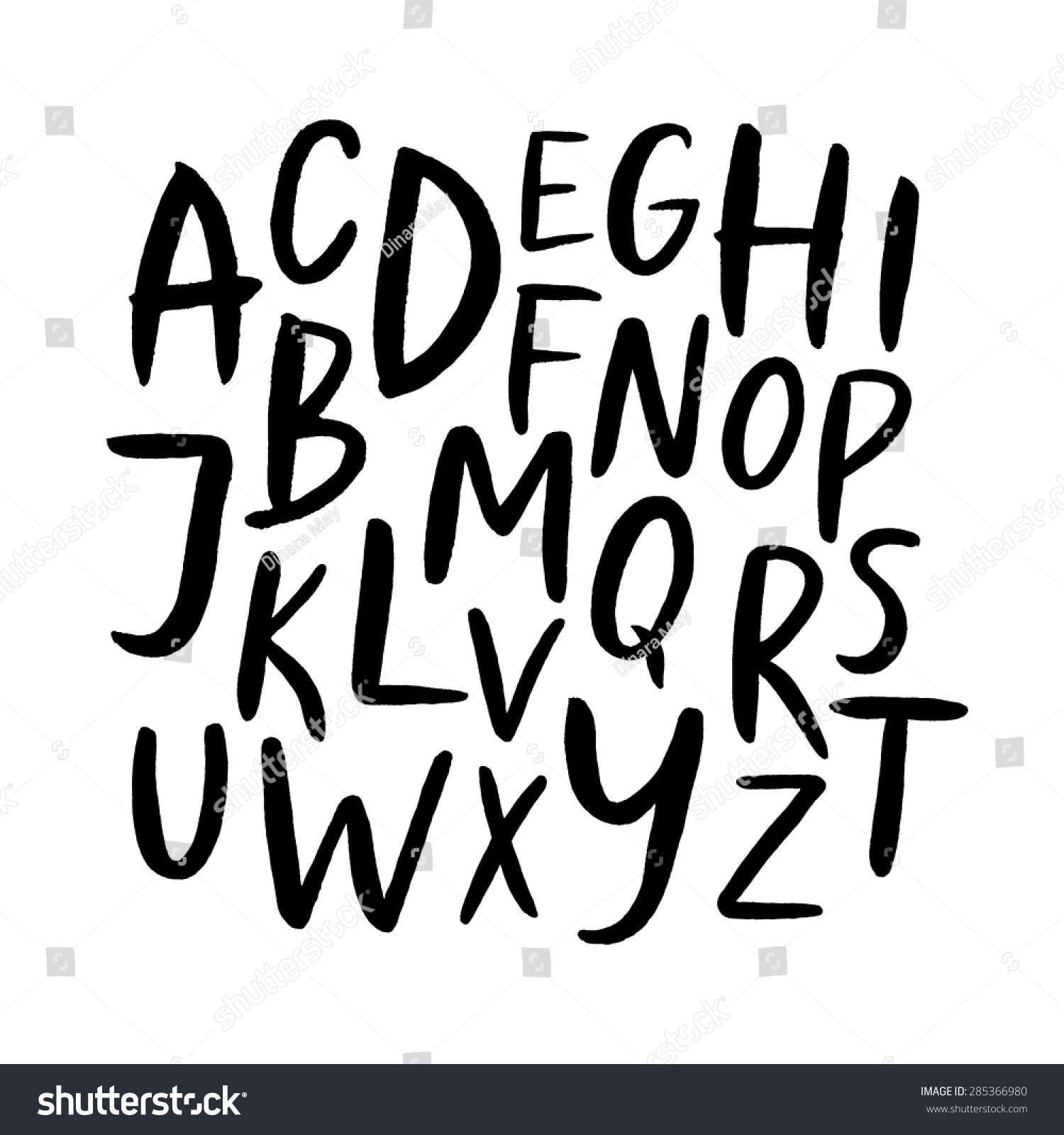Worksheet Handwritten Alphabet handwritten alphabet ink hand lettering modern stock vector brush drawn uppercase letters