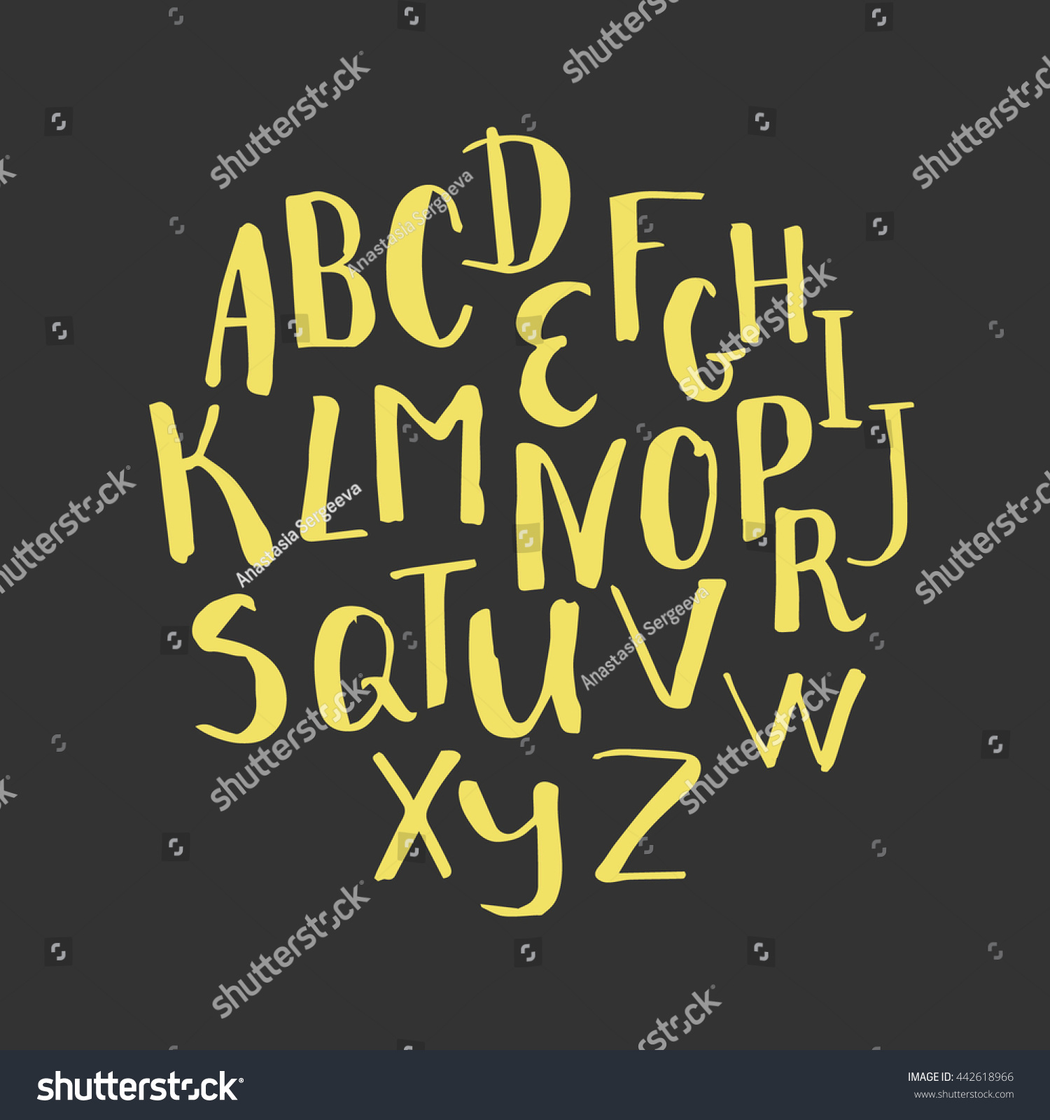 Handwritten Alphabet Modern Calligraphy Font Vector 库存矢量图（免版税）442618966 Shutterstock 0872