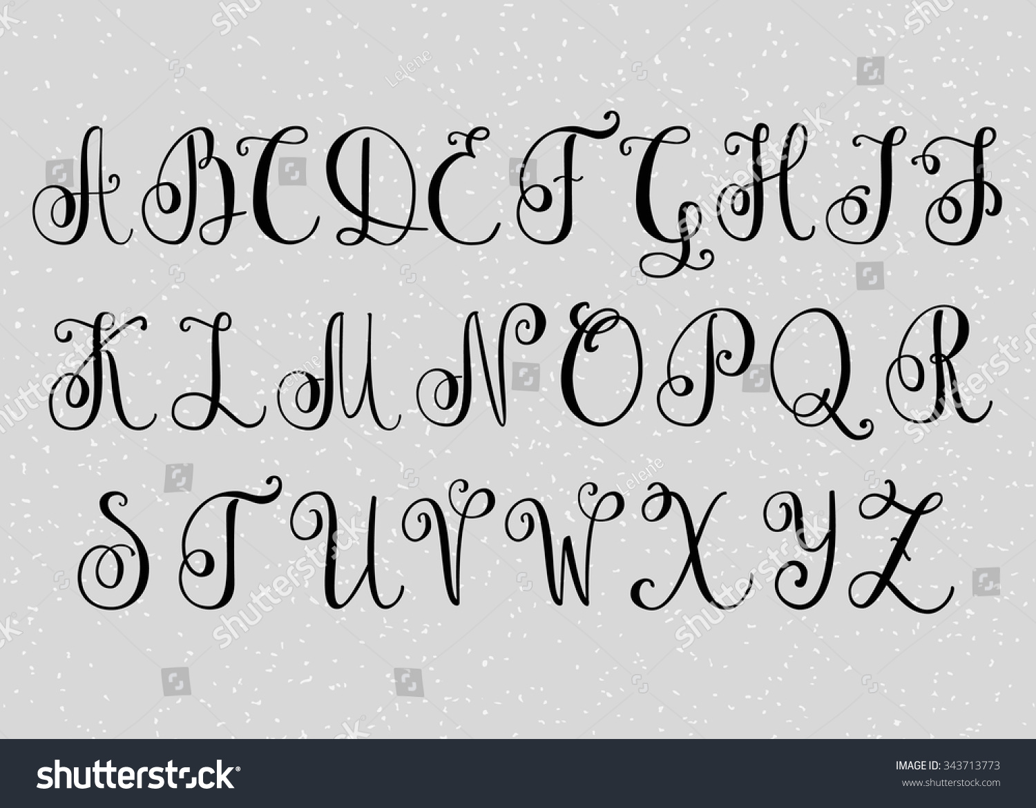 Handwritten Brush Flourish Font Capital Letters Stock ...