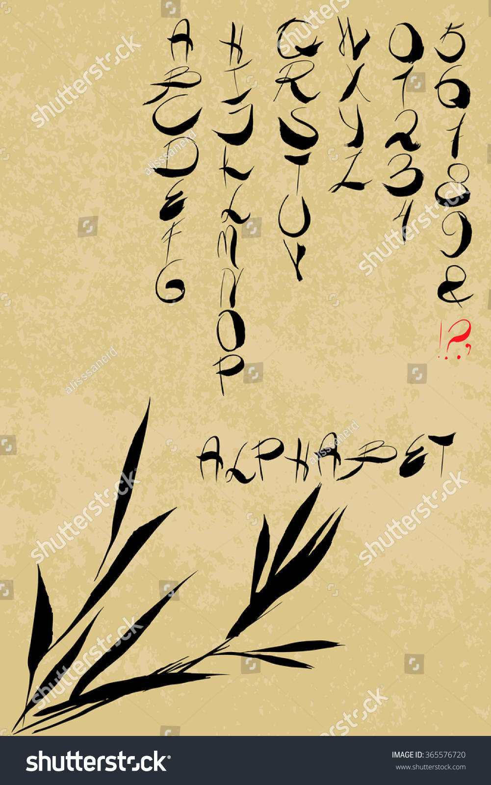 Handwritten English Alphabet Asian Chinese Japanese Stock Vector Royalty Free 365576720