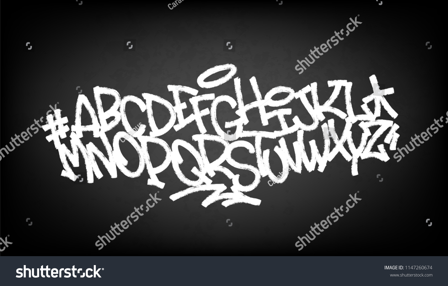 Handwritten Graffiti Font Alphabet Set On เวกเตอร์สต็อก ปลอดค่า