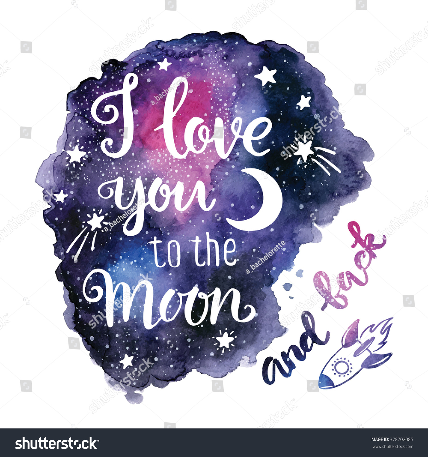 Handwritten Love You Moon Back Valentine Stock Vector Royalty Free