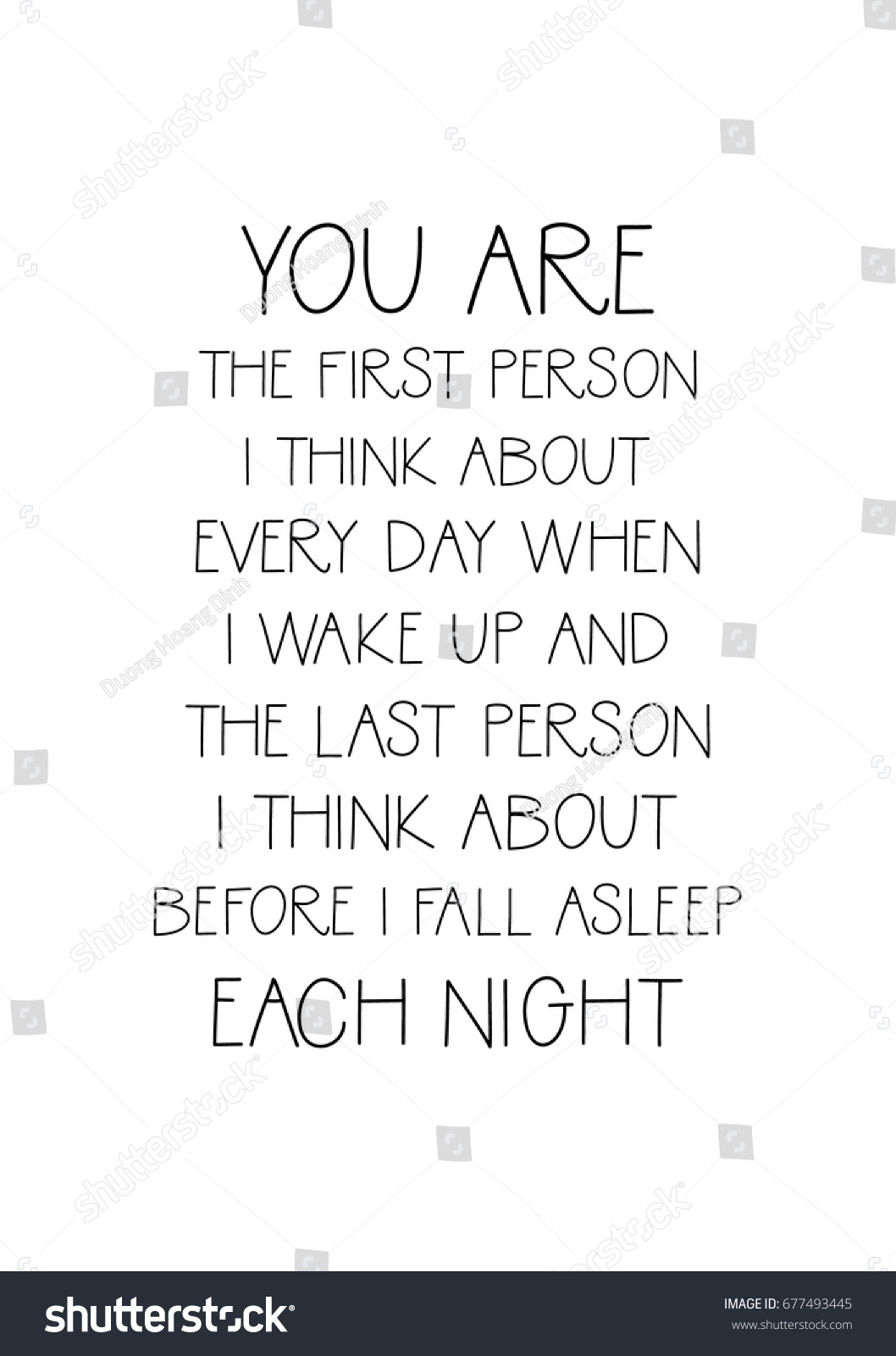 Handwritten lettering positive quote about love to valentines day You are the first person I