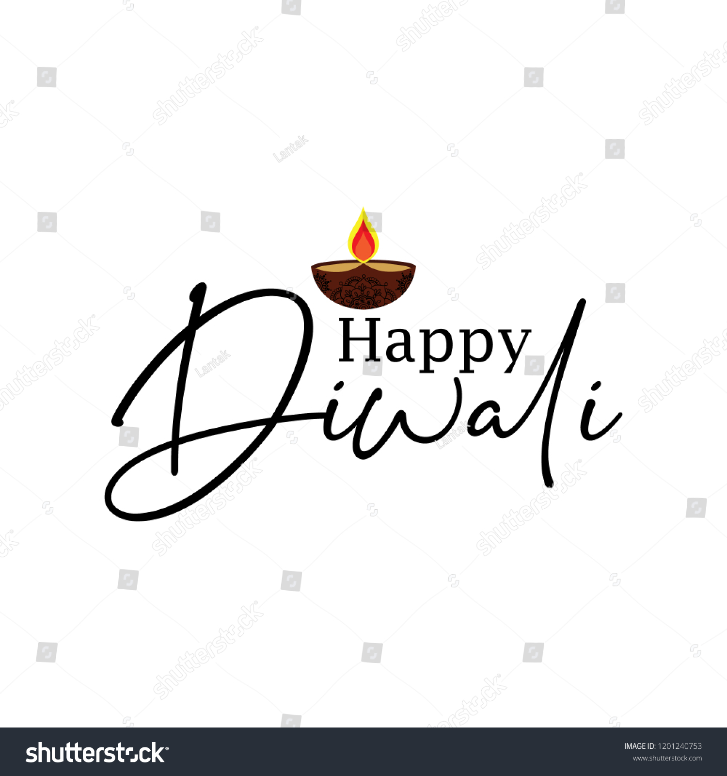 Handwritten Lettering Type Composition Happy Diwali Stock Vector ...