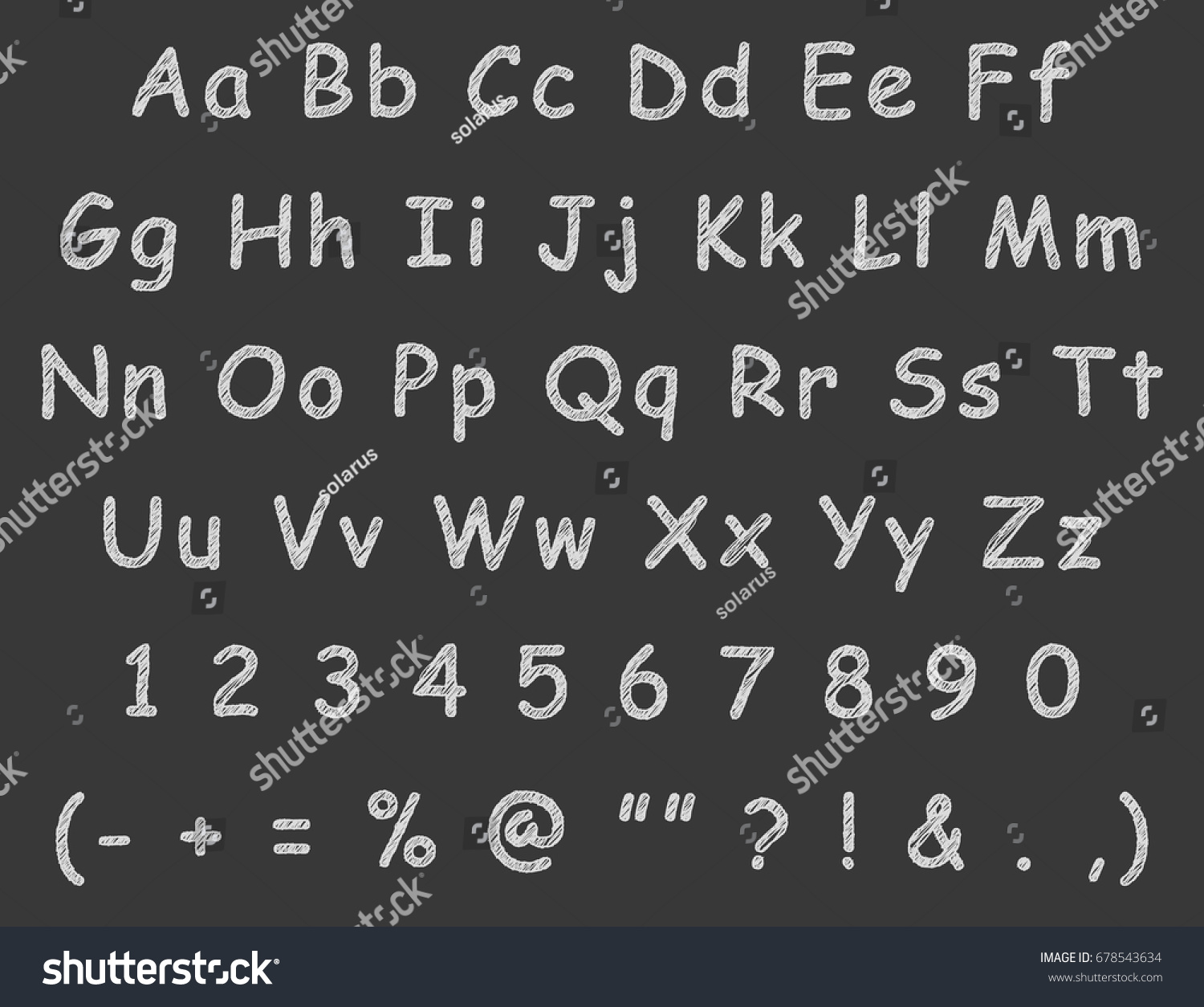 Vektor Stok Handwritten Letters English Alphabet Chalk Vector Tanpa Royalti