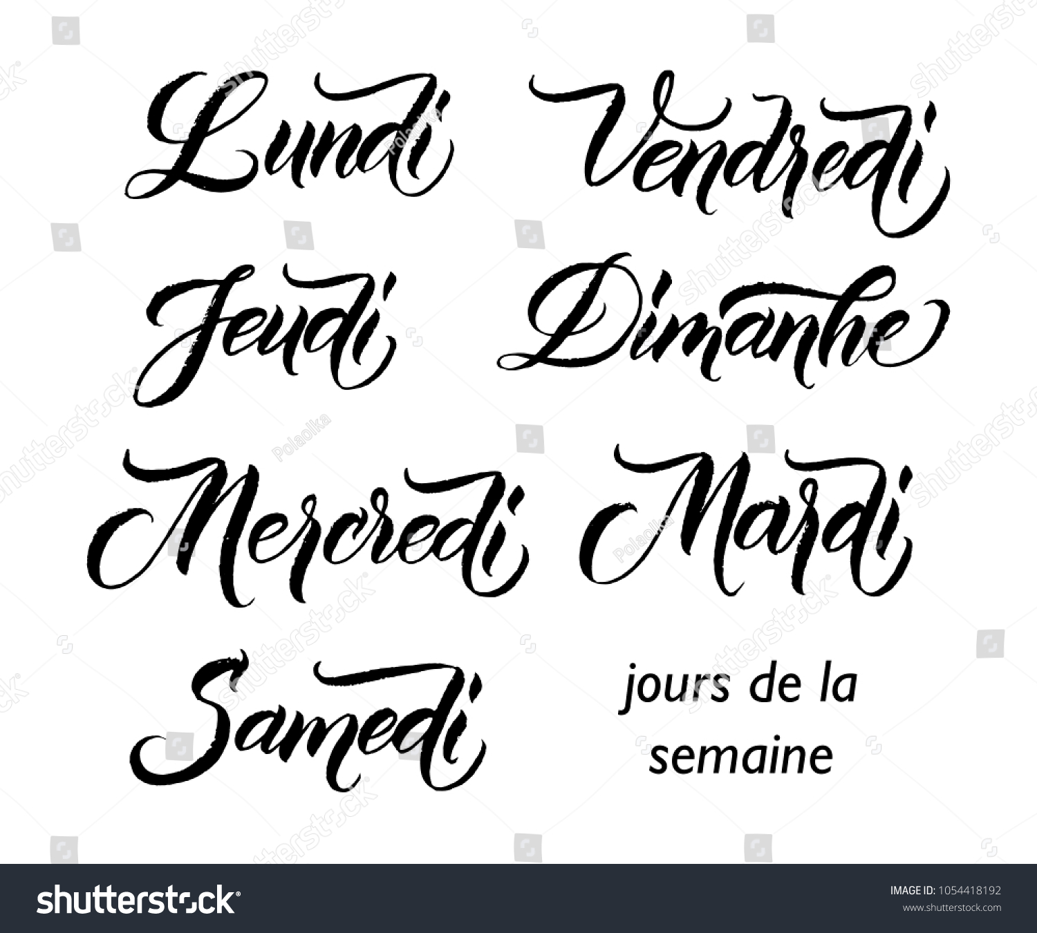 handwritten-names-days-week-french-monday-1054418192