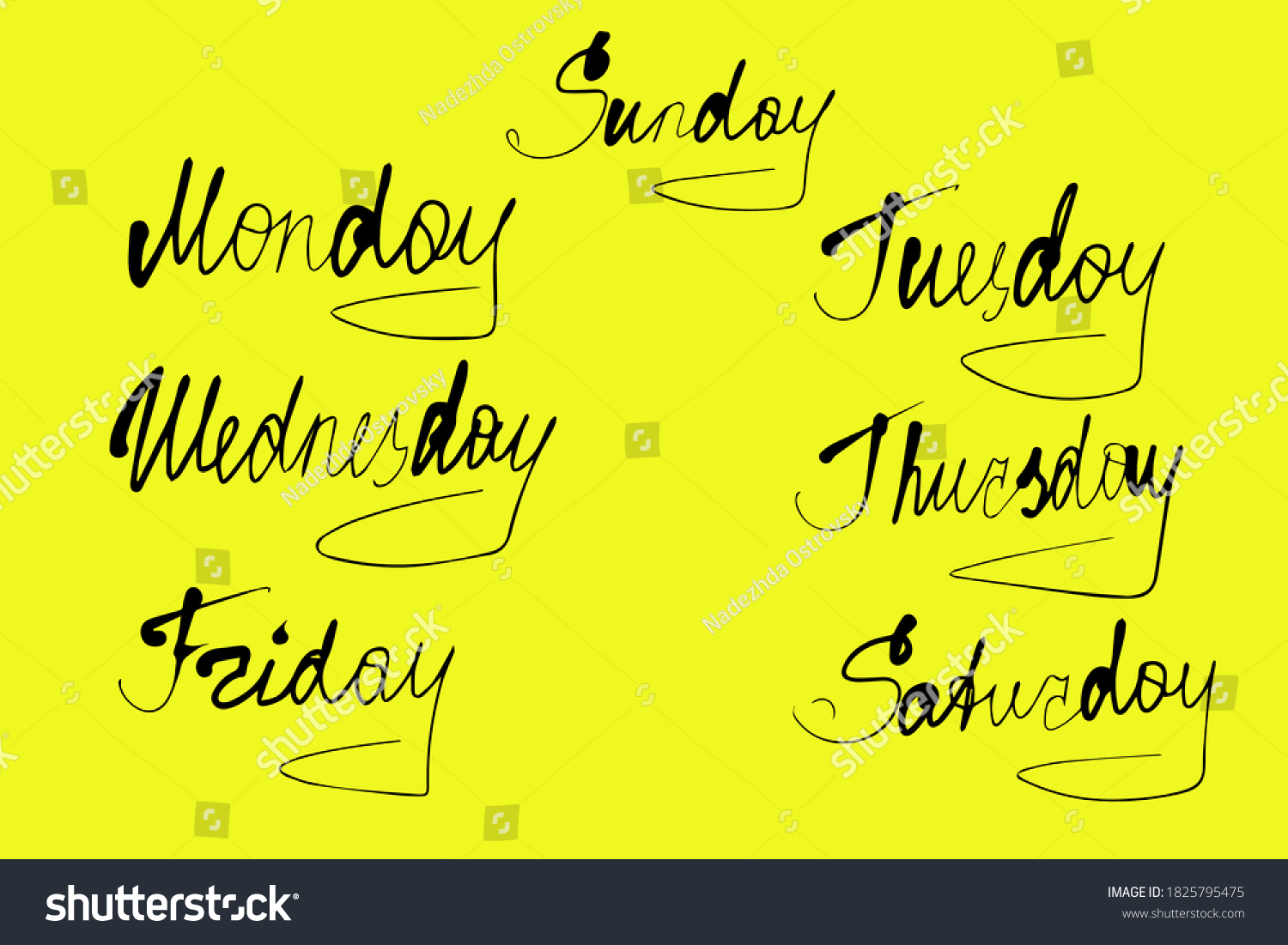 handwritten-names-days-week-template-diary-1825795475-shutterstock