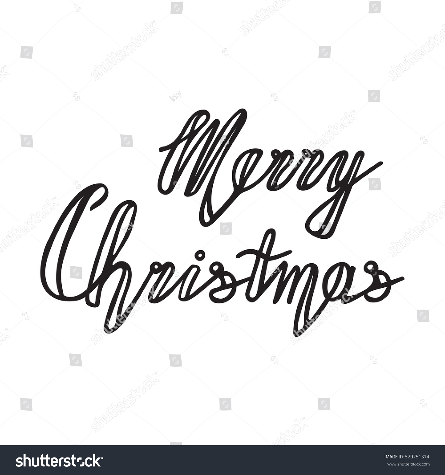 Handwritten Phrase Merry Christmas Greeting Card With Hand Drawn ...
