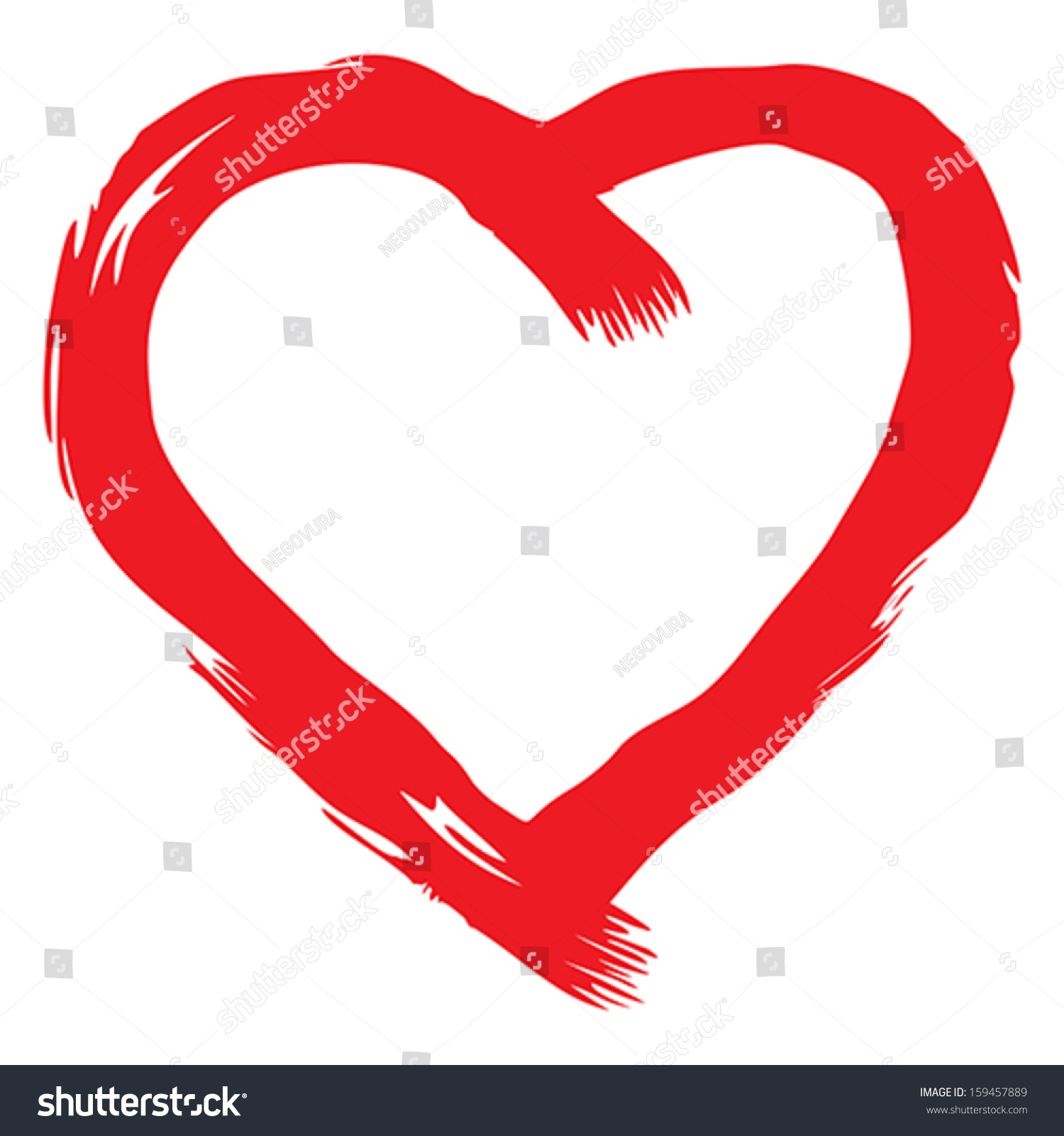 Handwritten Red Heart Vector Stock Vector 159457889 - Shutterstock