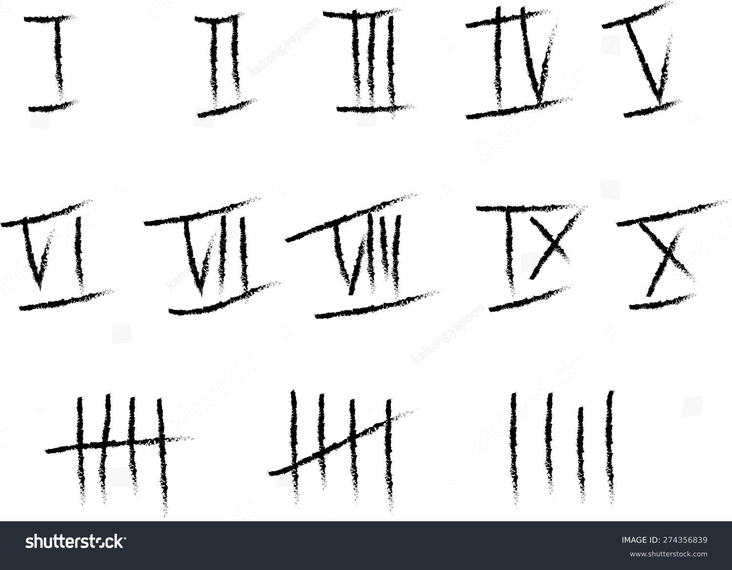 font editor handwriting Vector Set Stock Roman Numerals Counting Line Handwritten