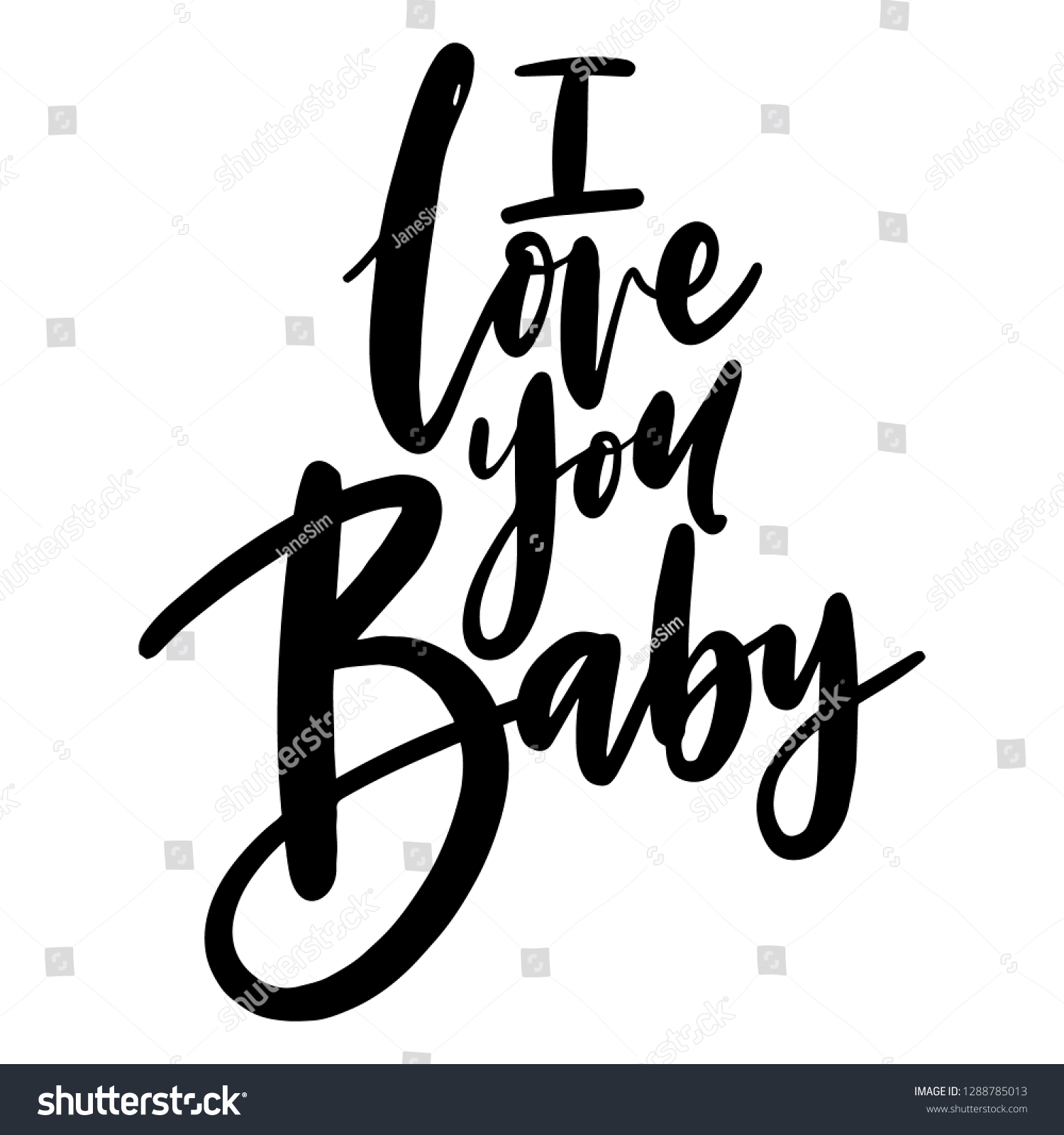 Handwritten Romantic Lettering Love You Baby Stock Vector Royalty Free