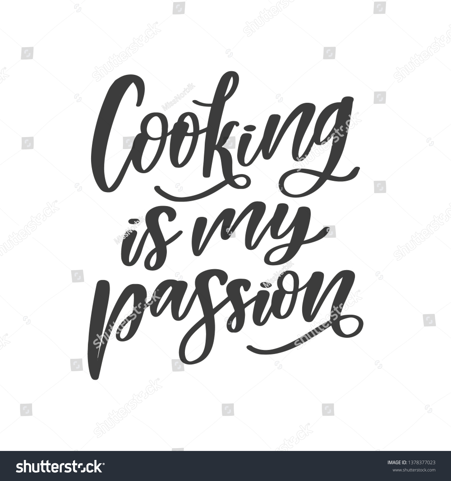 Handwritten Slogan Cooking My Passion Brush Stock Vector Royalty Free 1378377023