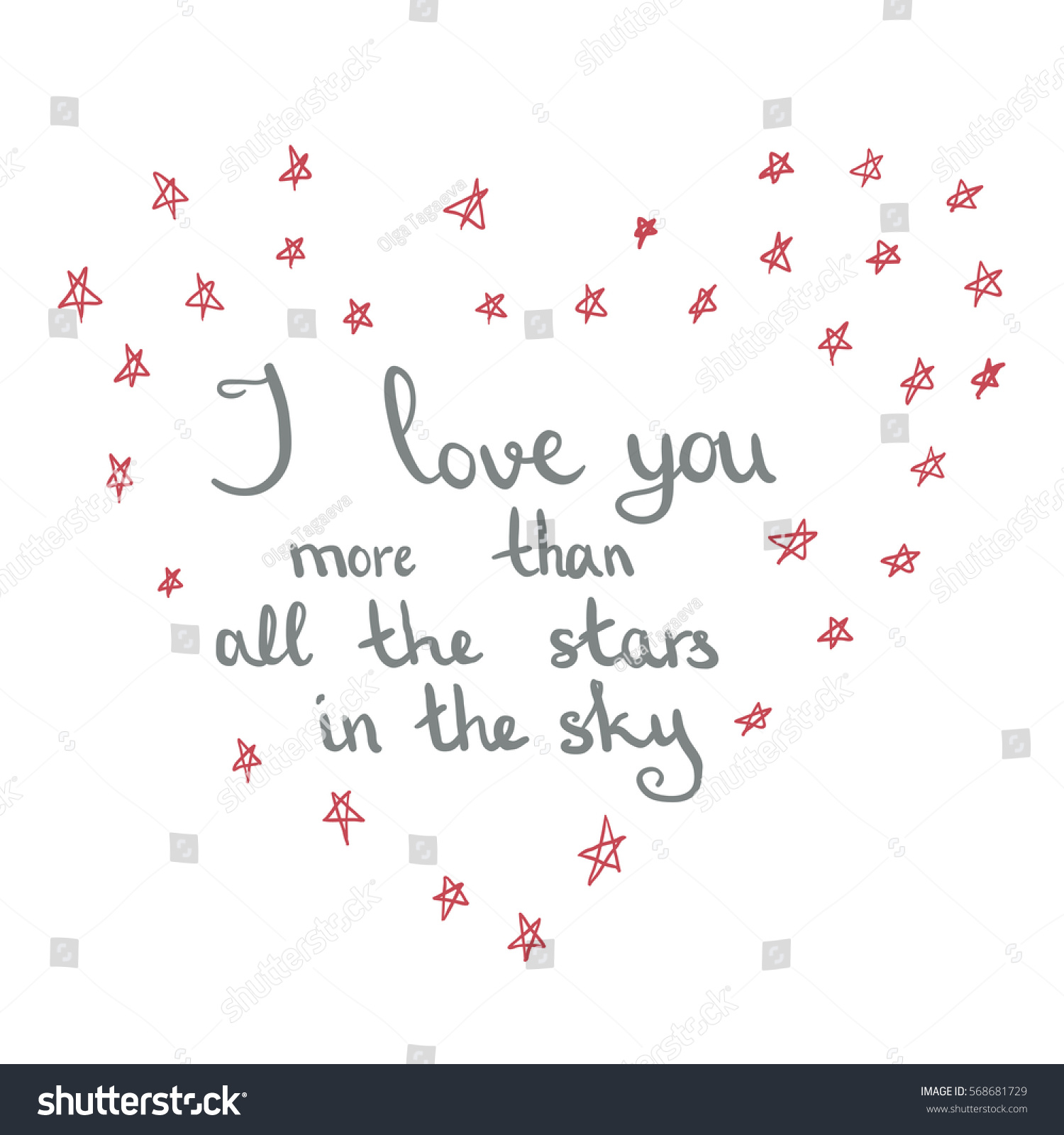 Handwritten Valentines Day Lettering Love You Stock Vector Royalty Free