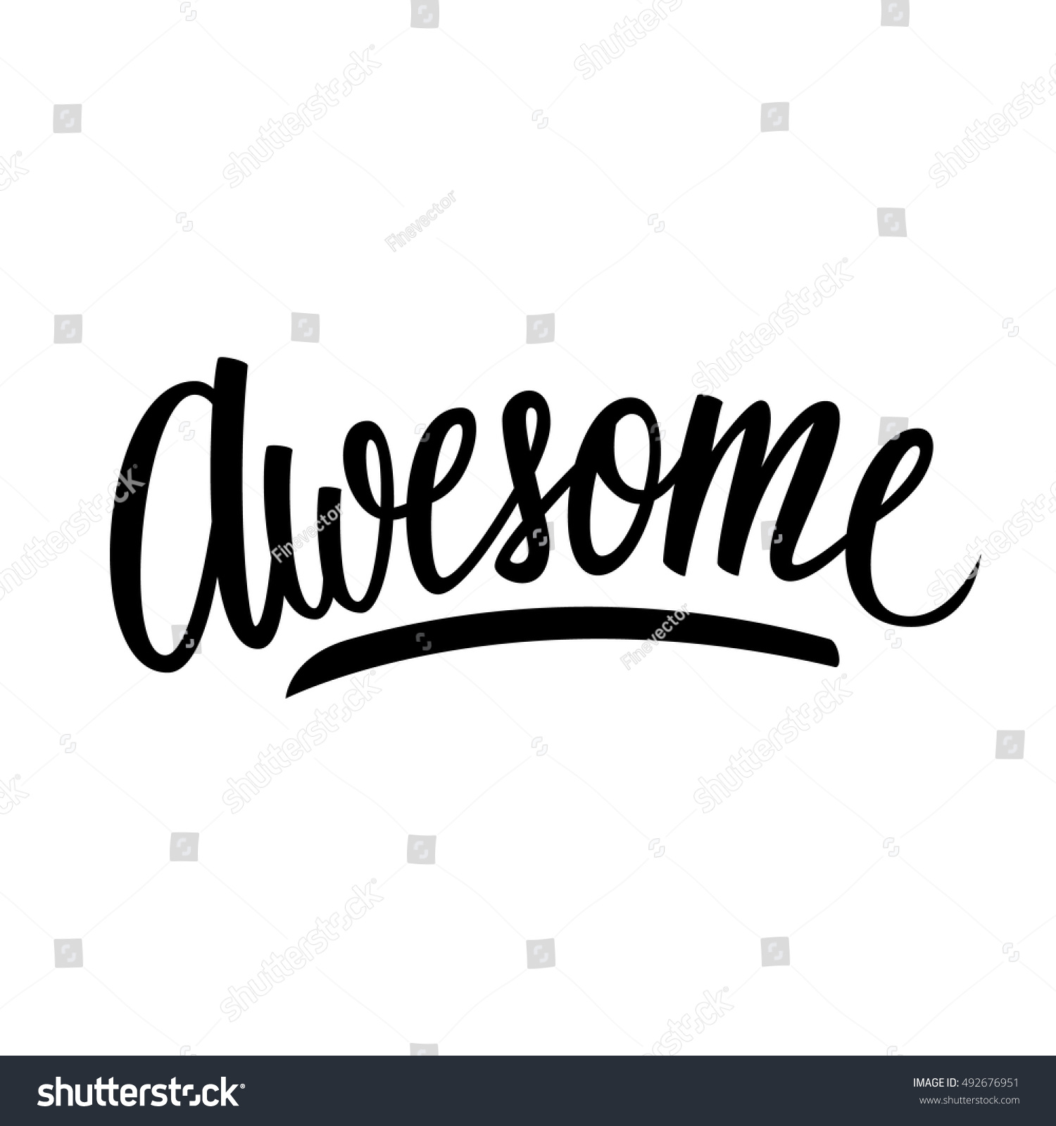 Handwritten Word Awesome Hand Drawn Lettering Stock Vector (Royalty ...