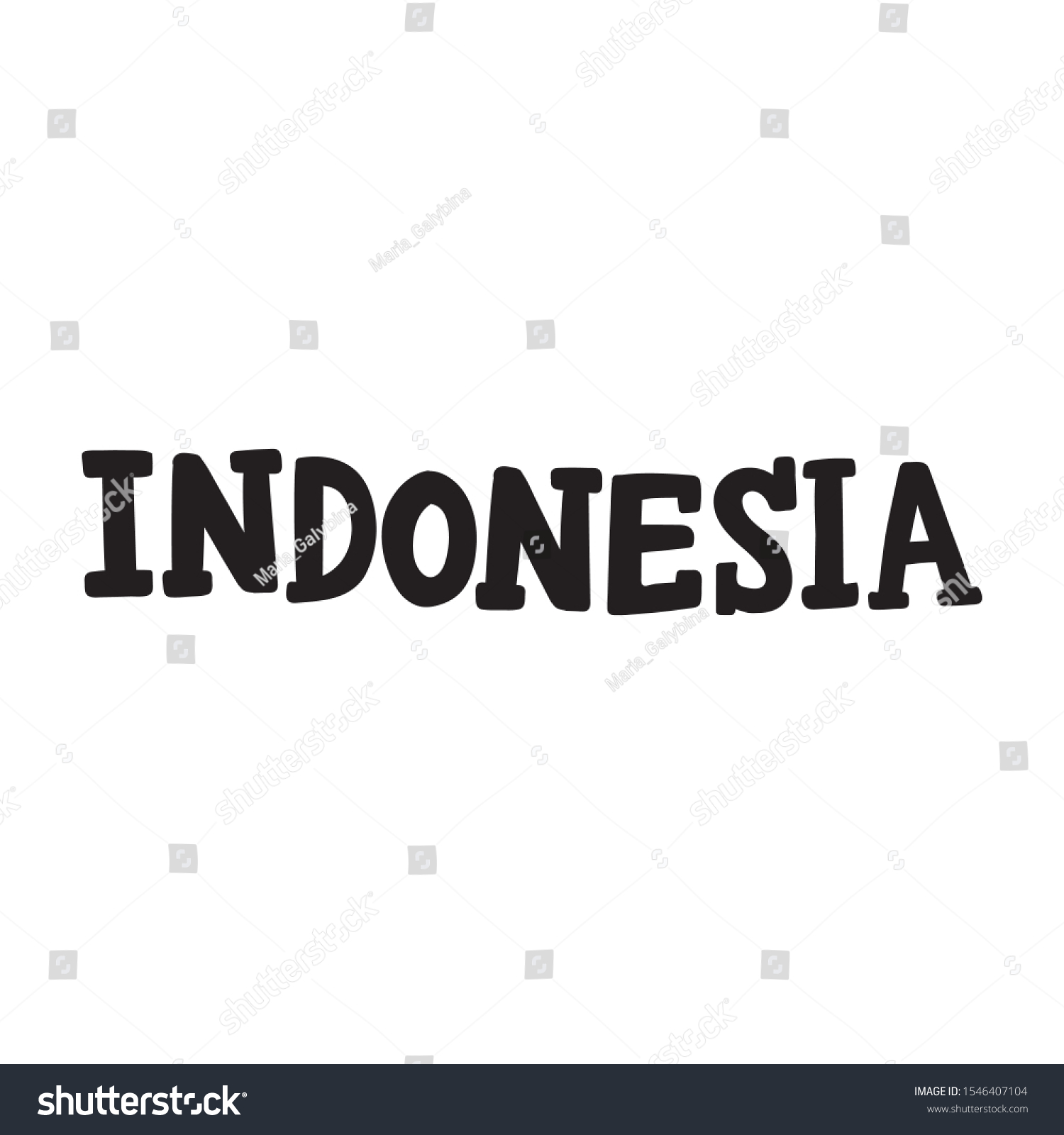 Handwritten Word Indonesia Hand Drawn Lettering Stock Vector (Royalty ...